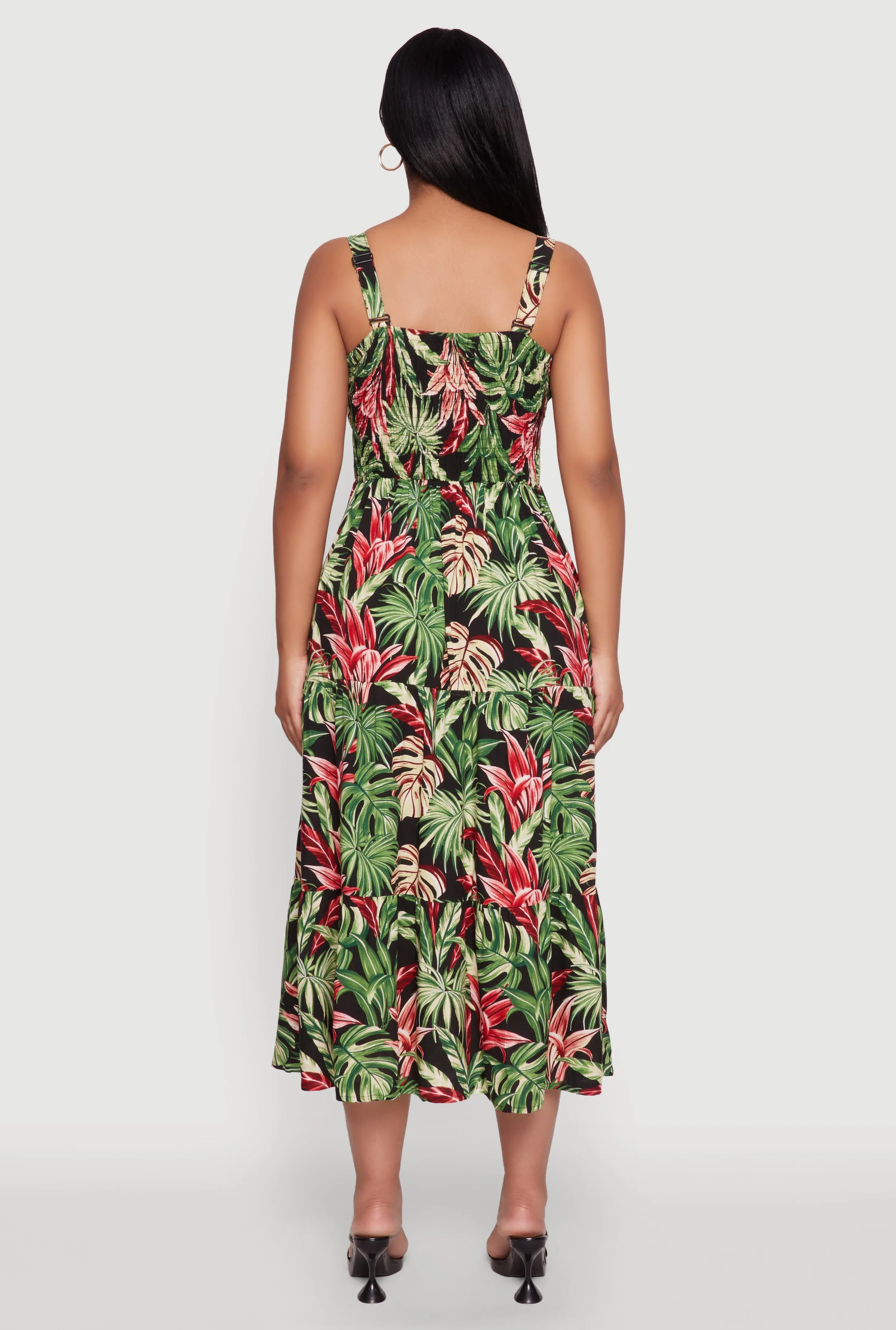 Tropical Leaf Print Empire Waist Sundress sold by Rainbow product image thumbnail 5