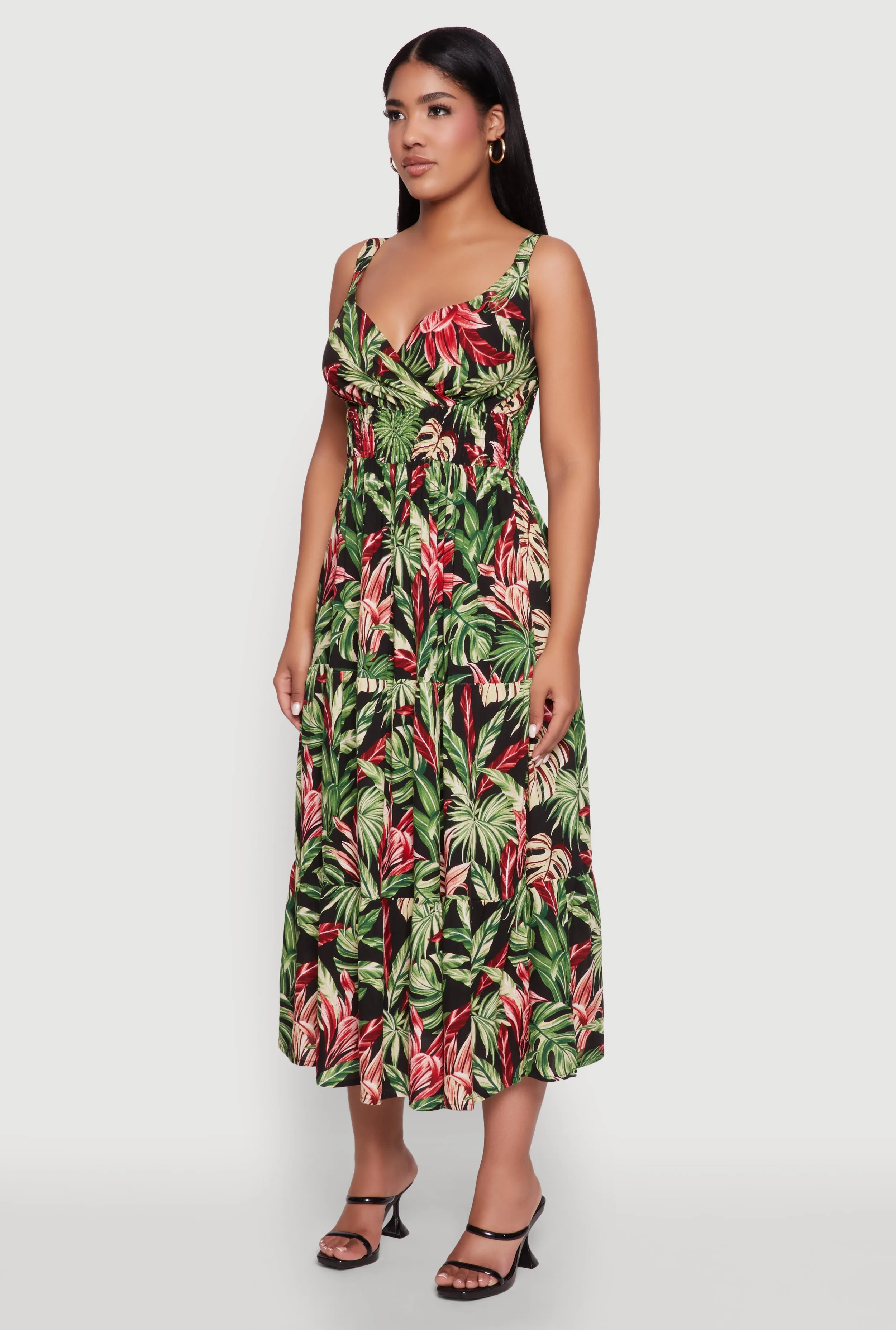 Tropical Leaf Print Empire Waist Sundress sold by Rainbow product image thumbnail 3