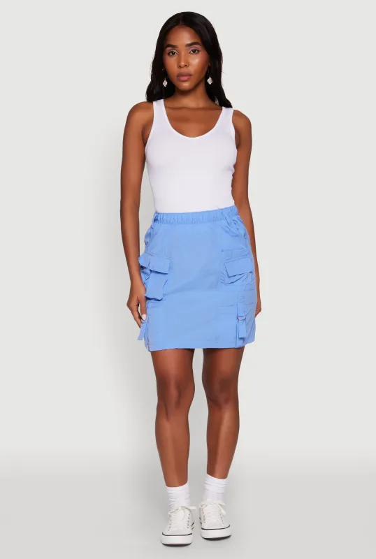 Nylon Tabbed Cargo Mini Skirt sold by Rainbow