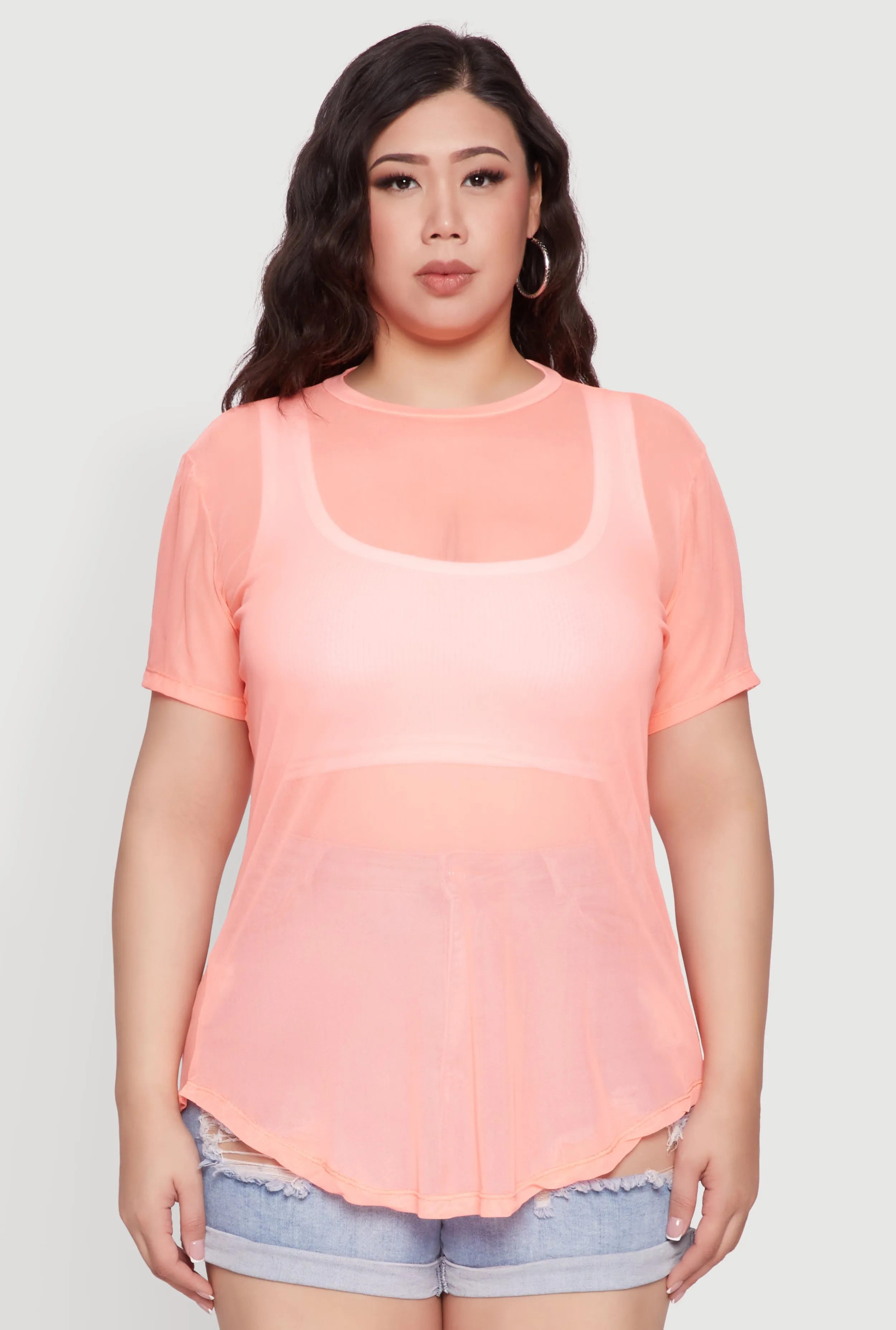Plus Size Mesh Crew Neck Tunic Top sold by Rainbow product image thumbnail 2