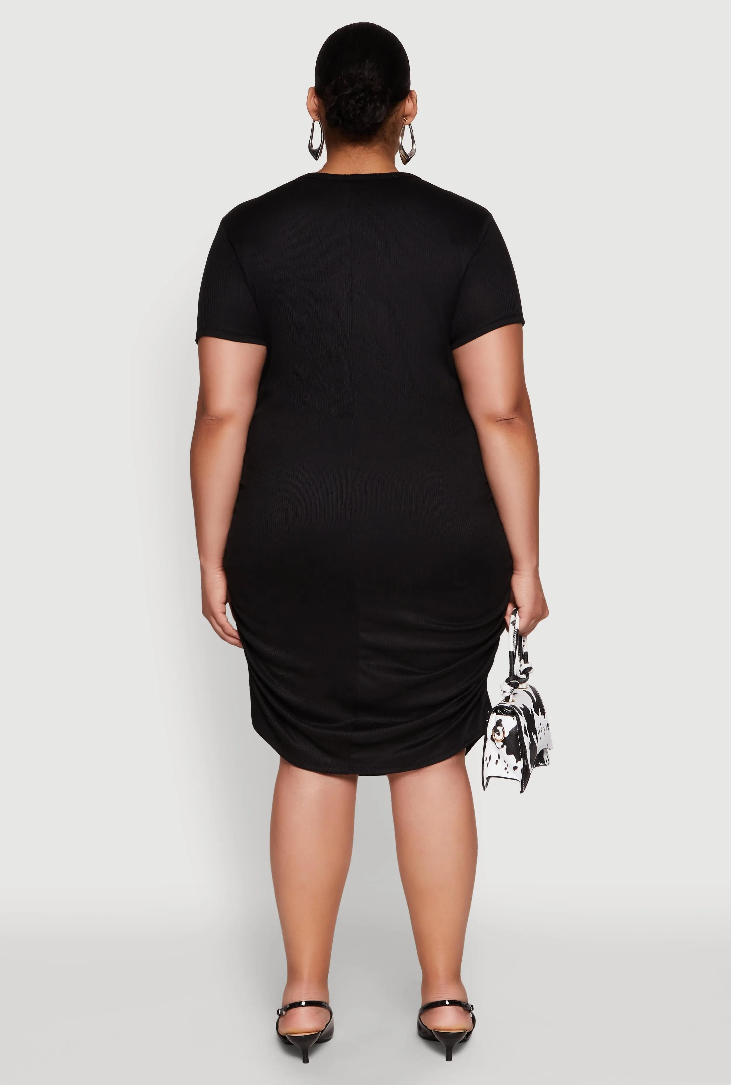 Plus Size Side Ruched Rib Knit T Shirt Dress sold by Rainbow product image thumbnail 5