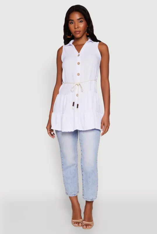 Crepe Knit Tiered Tunic Top sold by Rainbow
