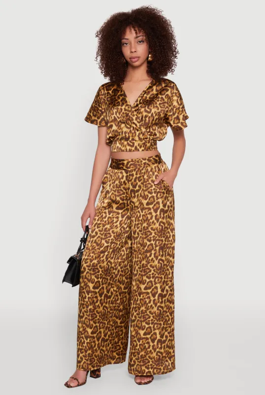 Jaguar Print Wide Leg Pants sold by Rainbow
