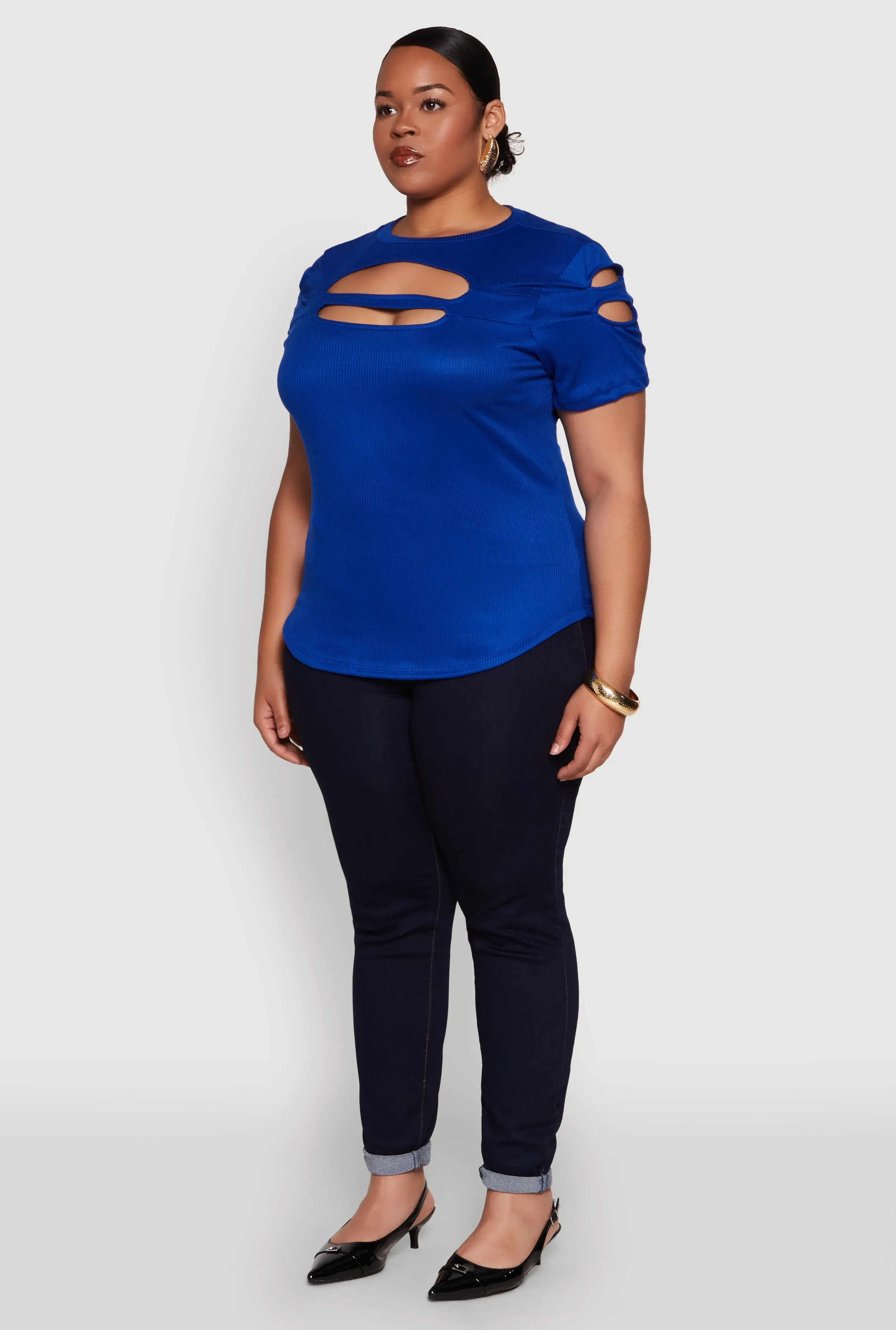 Plus Size Cut Out Detail Short Sleeve Top sold by Rainbow product image thumbnail 5