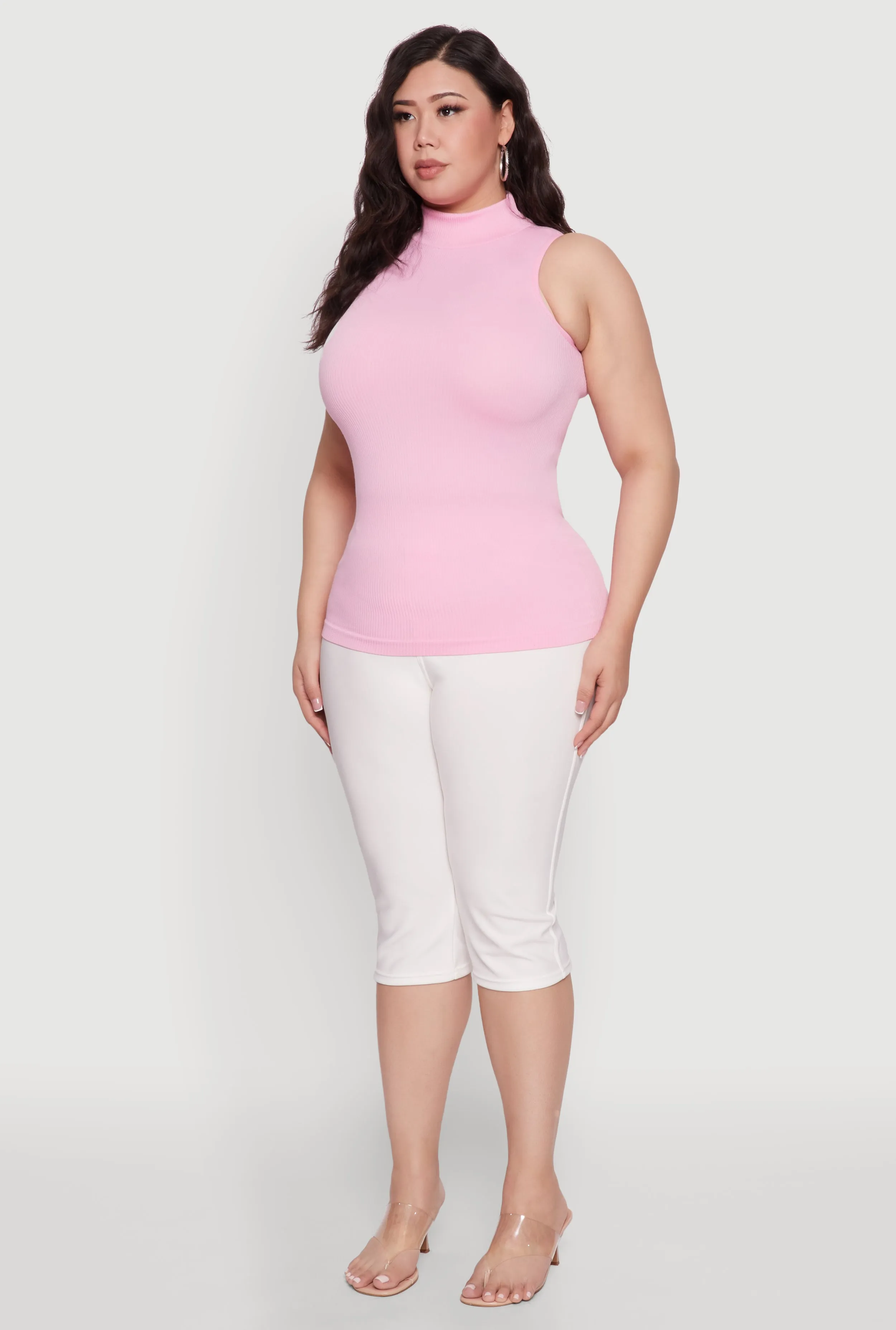 Plus Size Seamless Mock Neck Rib Knit Tank Top sold by Rainbow product image thumbnail 5