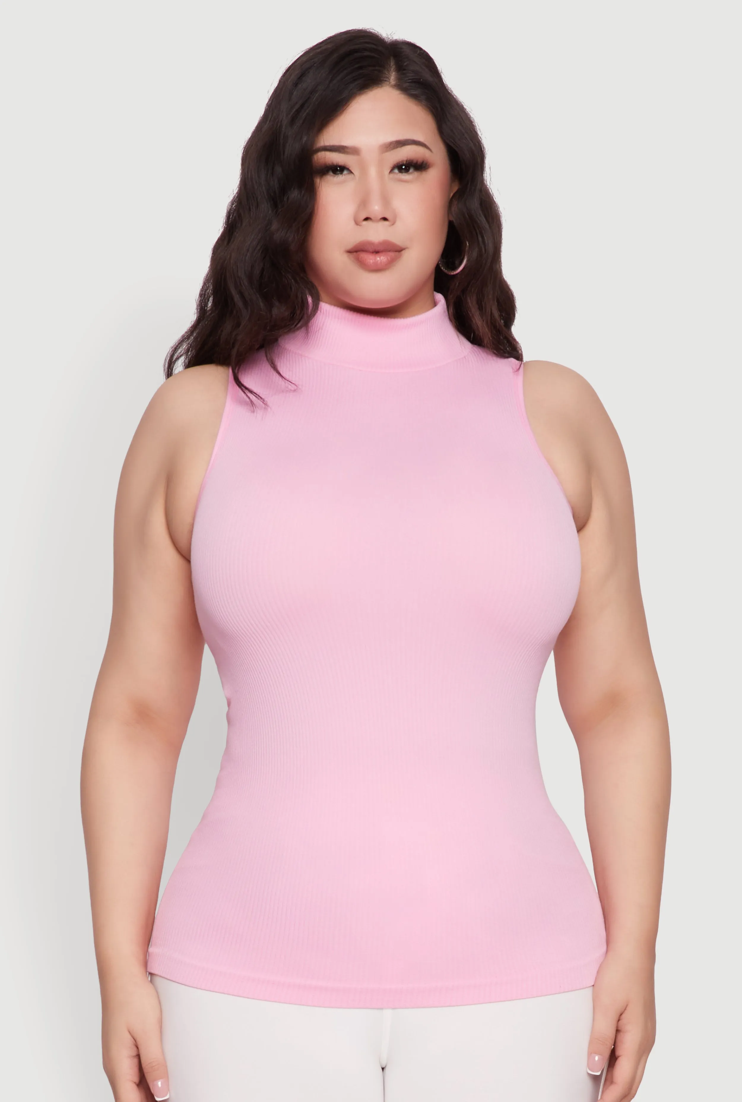 Plus Size Seamless Mock Neck Rib Knit Tank Top sold by Rainbow product image thumbnail 2