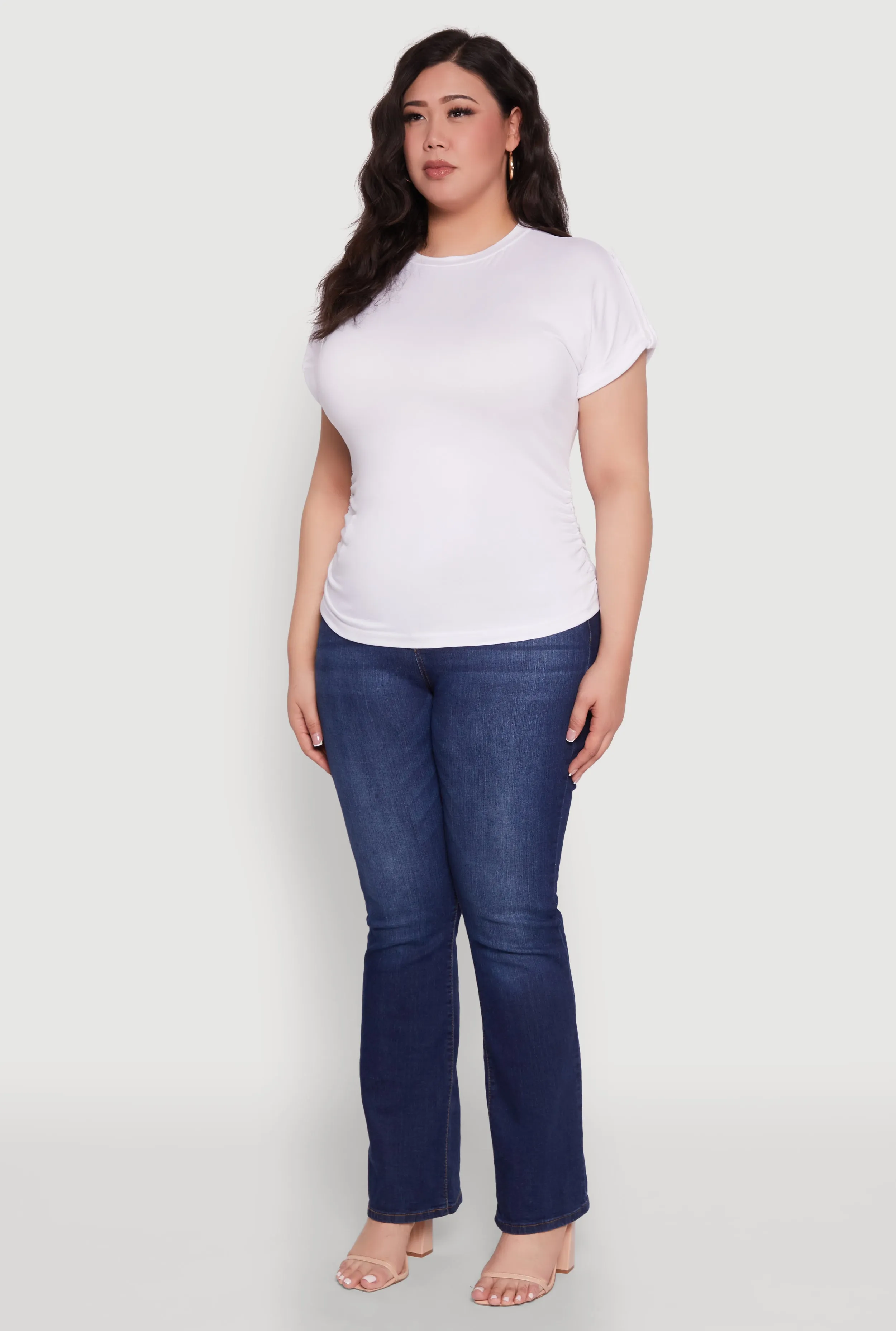 Plus Size Ruched Tabbed Short Sleeve Top sold by Rainbow product image thumbnail 5