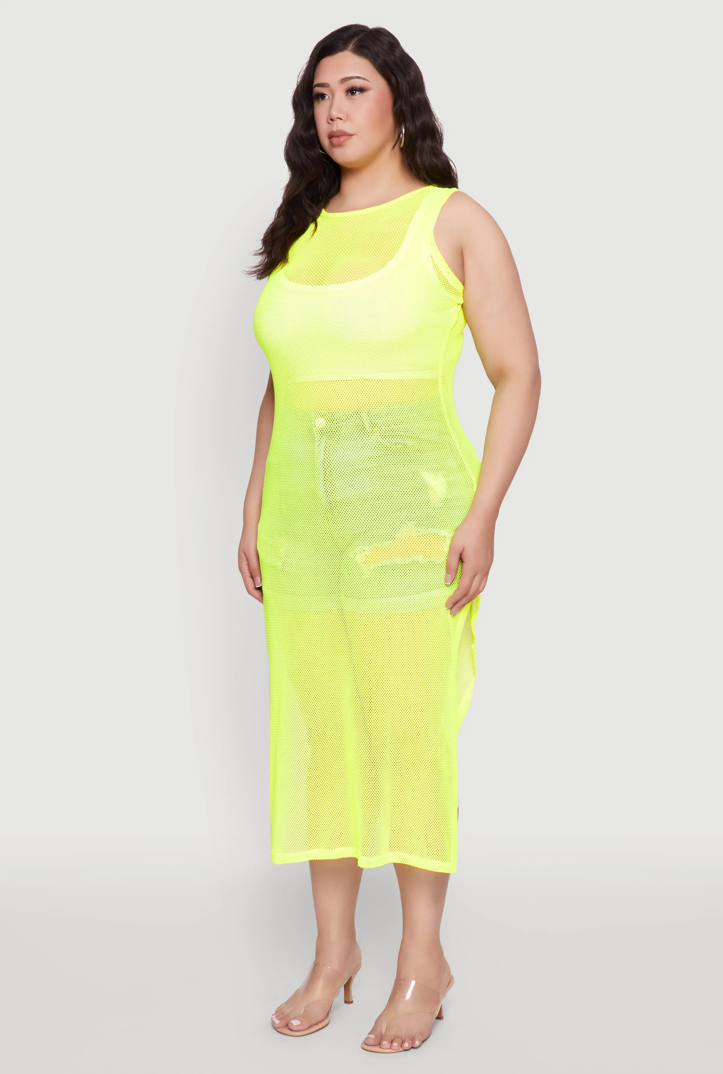 Plus Size Fishnet Side Slit Maxi Tank Top sold by Rainbow product image thumbnail 3