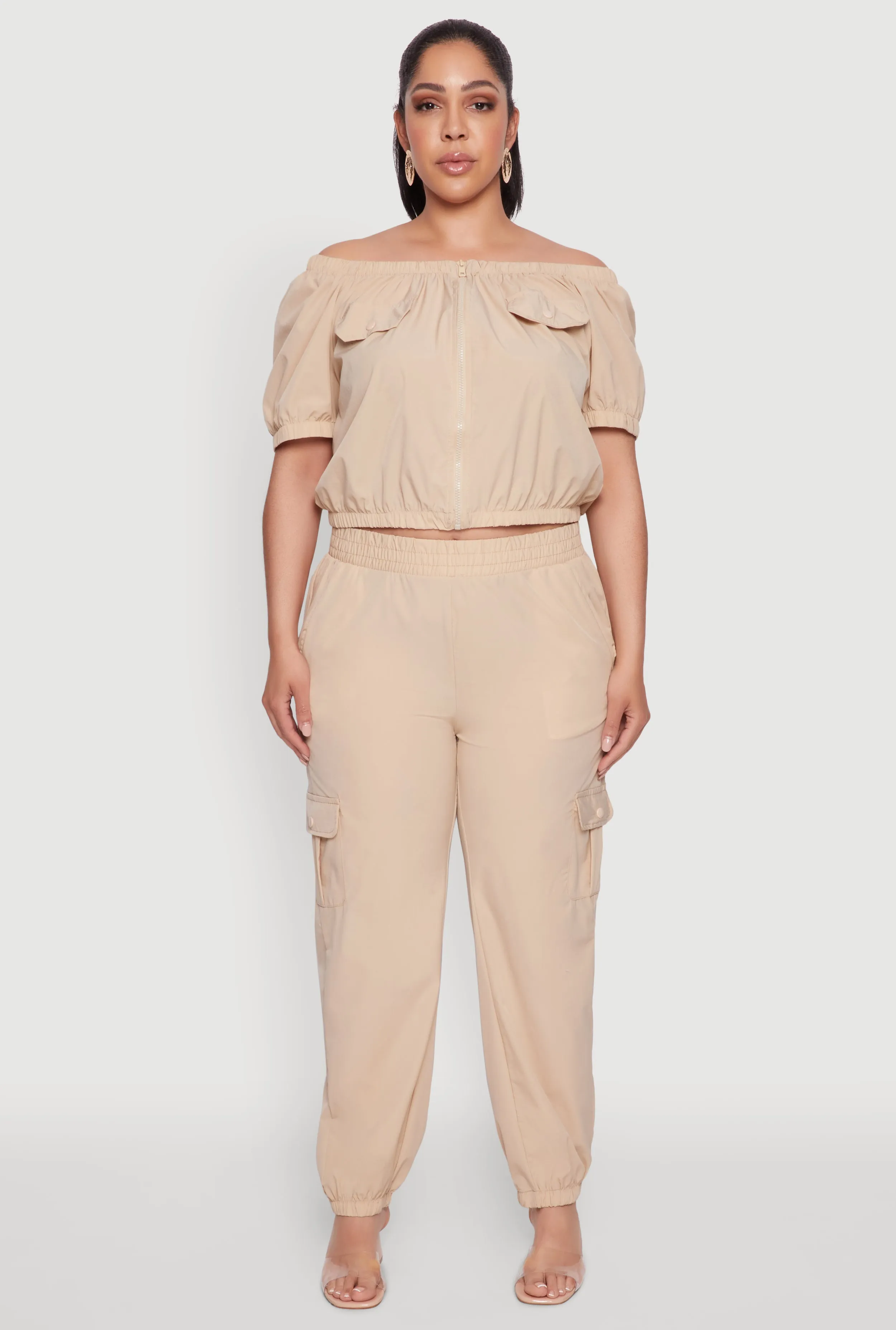 Plus Size Nylon Cargo Joggers sold by Rainbow