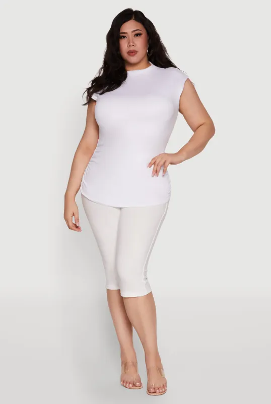 Plus Size Ruched Cap Sleeve Top sold by Rainbow