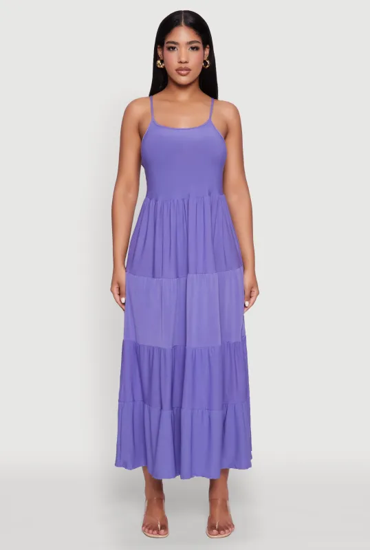 Scoop Neck Tiered Maxi Sundress sold by Rainbow