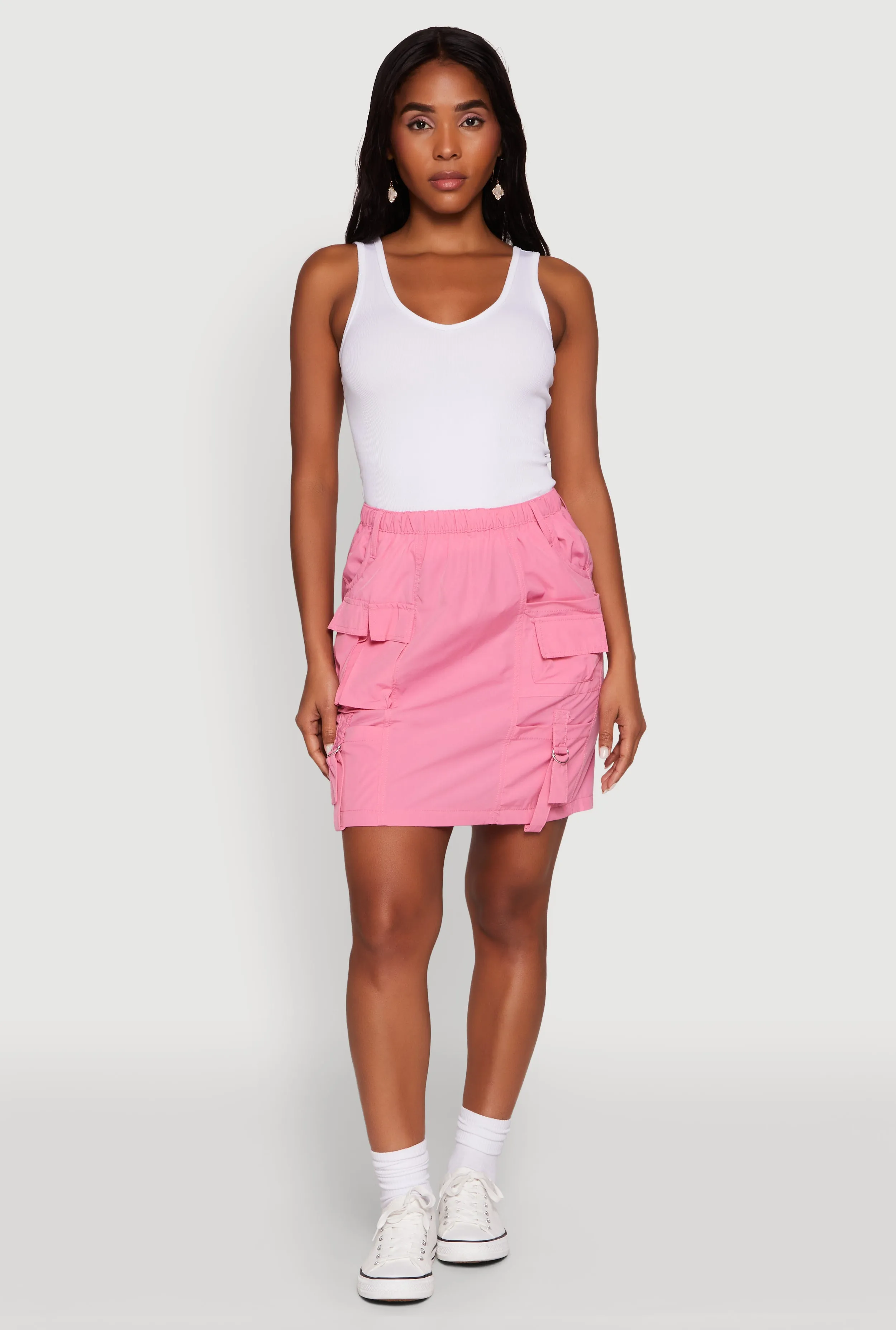 Nylon Tabbed Cargo Mini Skirt sold by Rainbow