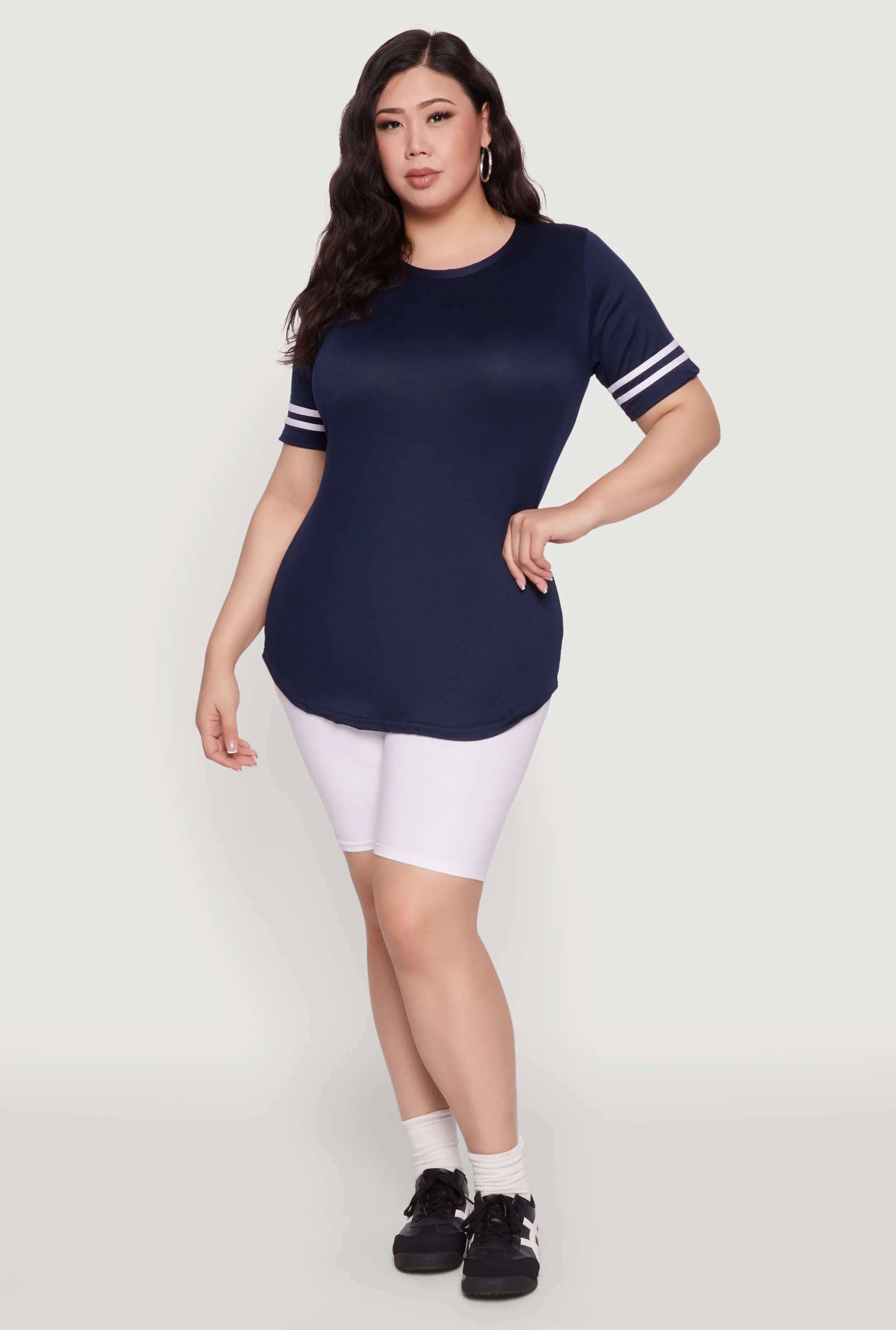 Plus Size Varsity Stripe Detail Short Sleeve Tee sold by Rainbow product image thumbnail 3