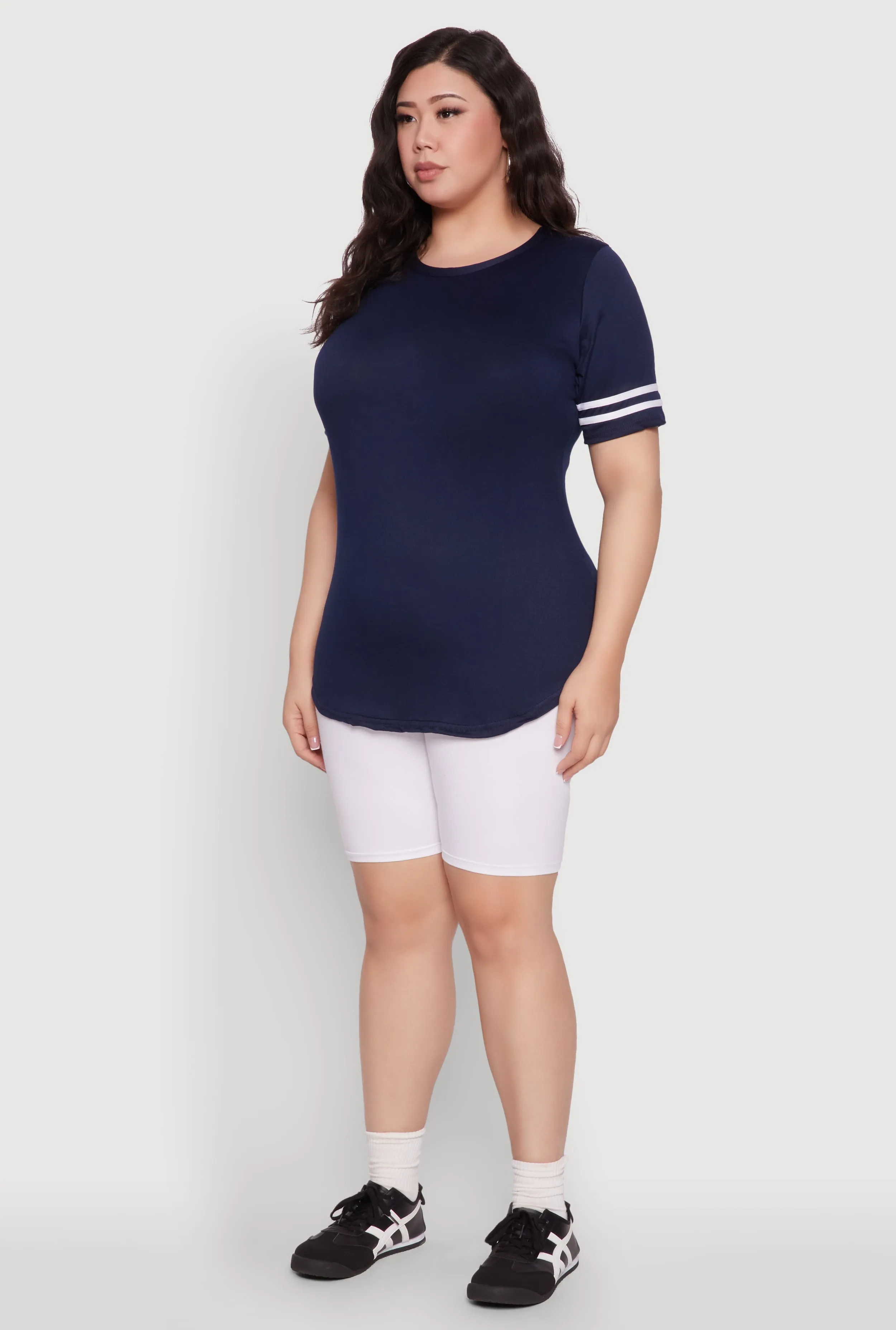 Plus Size Varsity Stripe Detail Short Sleeve Tee sold by Rainbow product image thumbnail 5