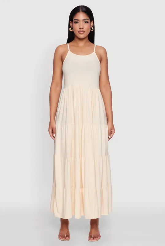 Scoop Neck Tiered Maxi Sundress sold by Rainbow