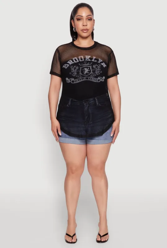 Plus Size Brooklyn College League Fishnet Top sold by Rainbow