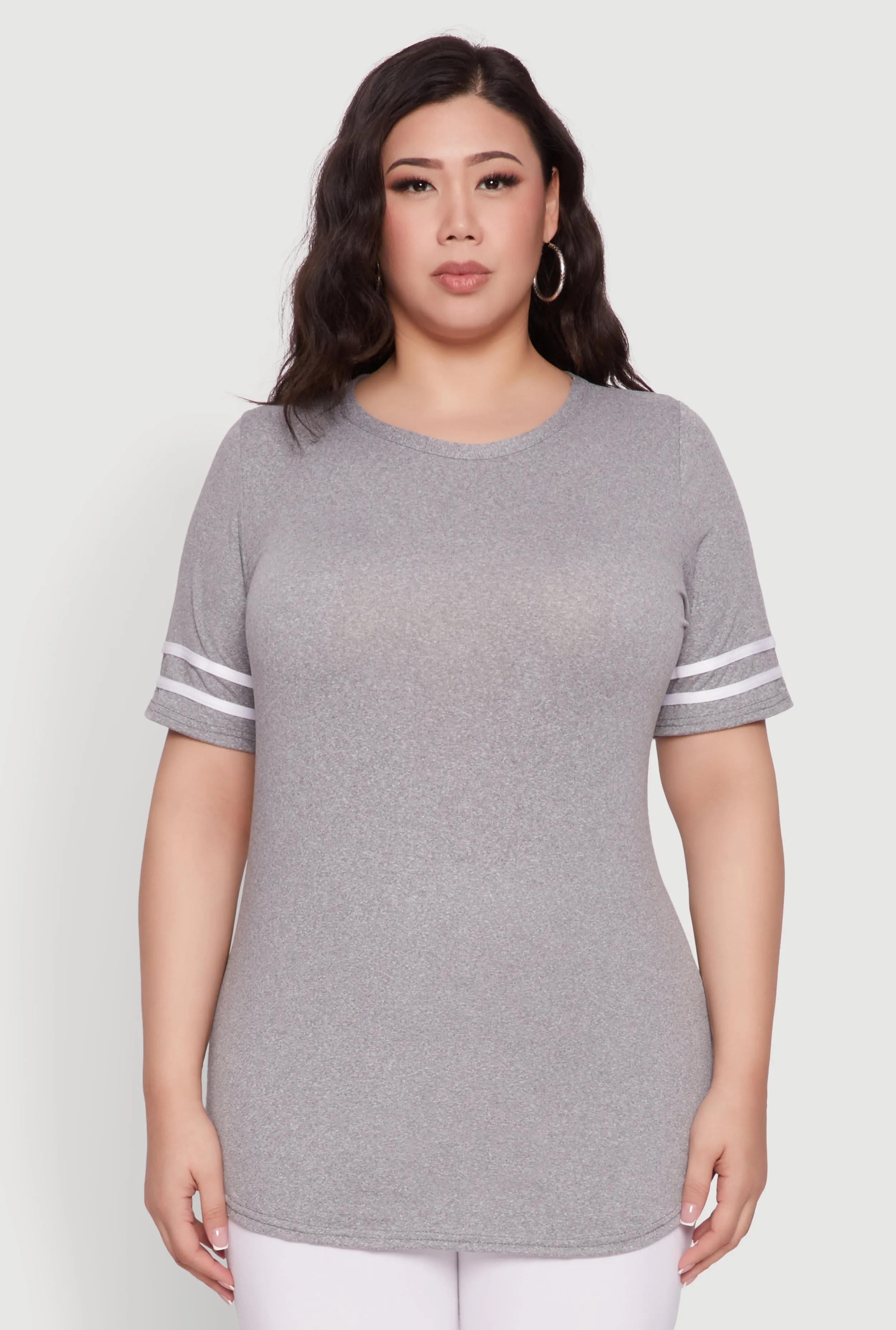Plus Size Varsity Stripe Detail Short Sleeve Tee sold by Rainbow product image thumbnail 2