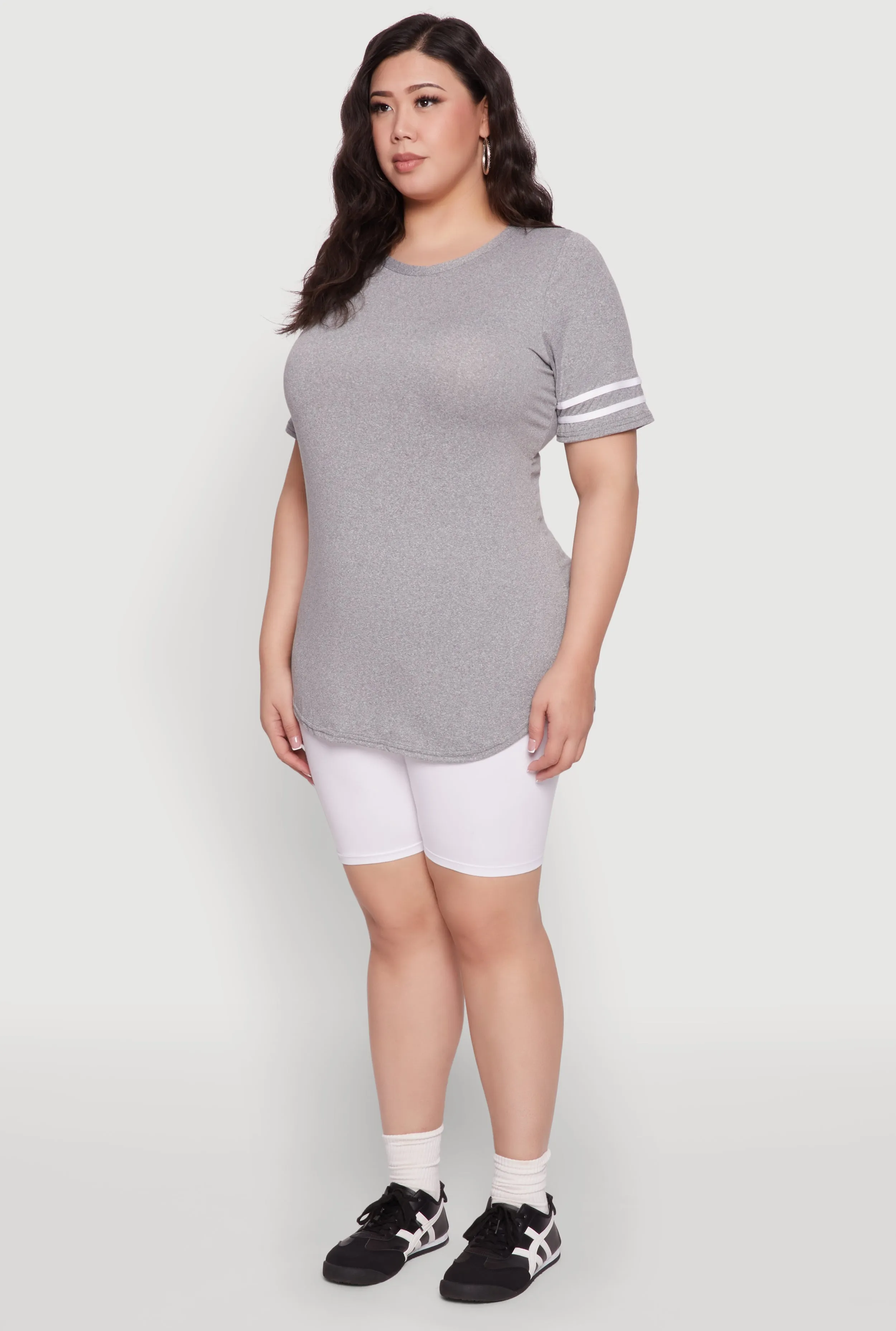 Plus Size Varsity Stripe Detail Short Sleeve Tee sold by Rainbow product image thumbnail 5