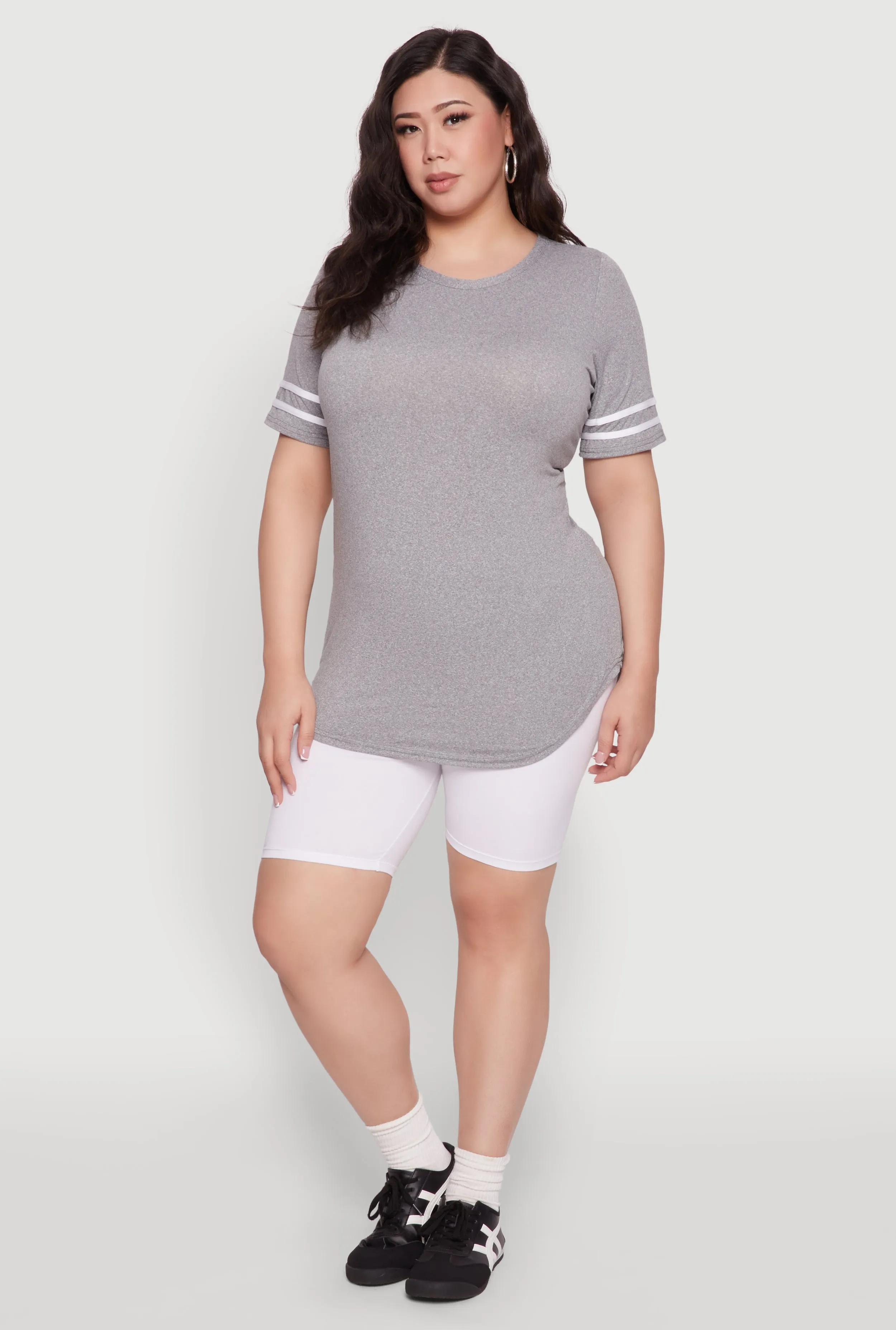 Plus Size Varsity Stripe Detail Short Sleeve Tee sold by Rainbow product image thumbnail 3