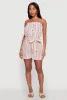 Striped Tie Waist Belted Cargo Pocket Romper sold by Rainbow