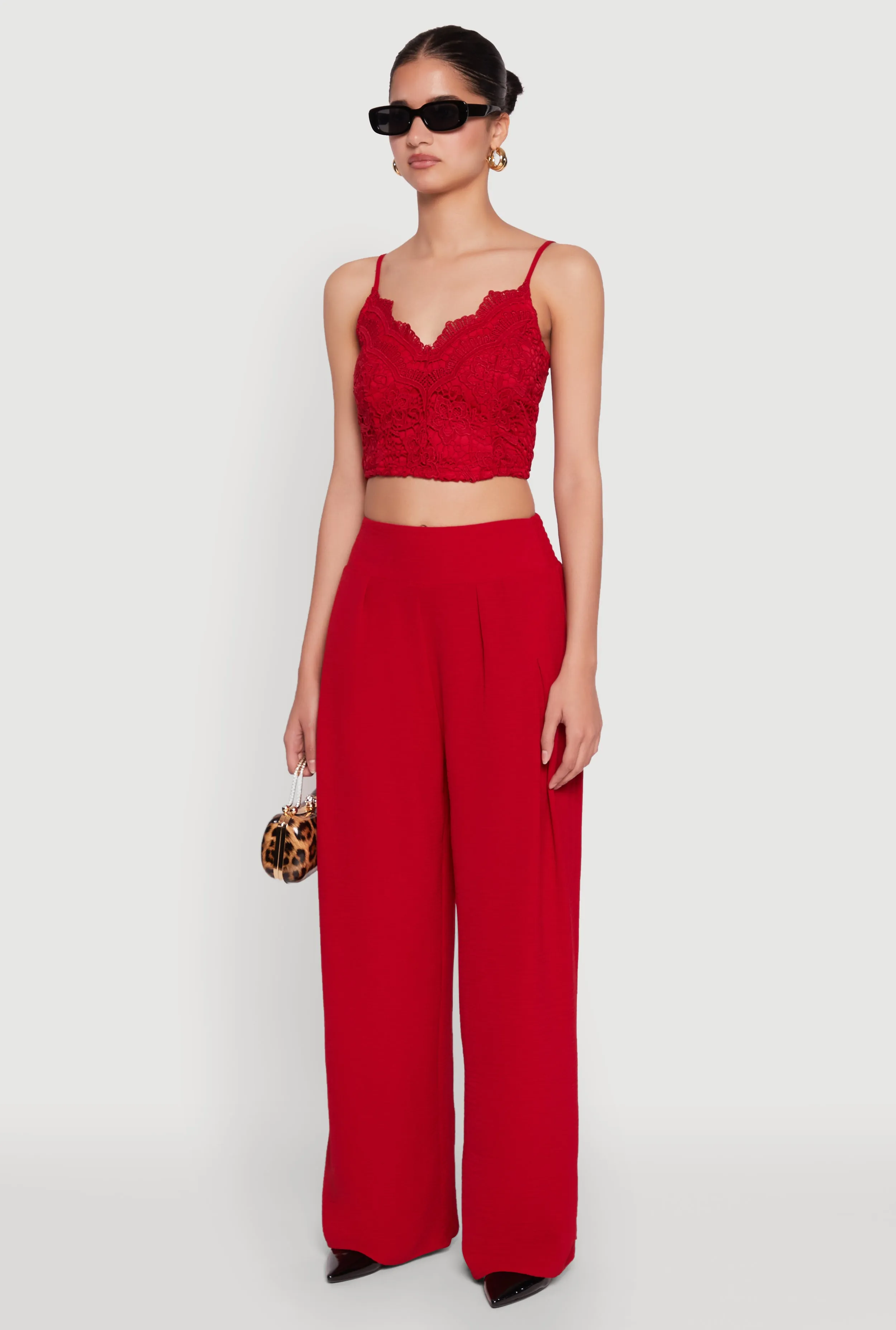 Lace Overlay Smocked Back Crop Top sold by Rainbow product image thumbnail 5