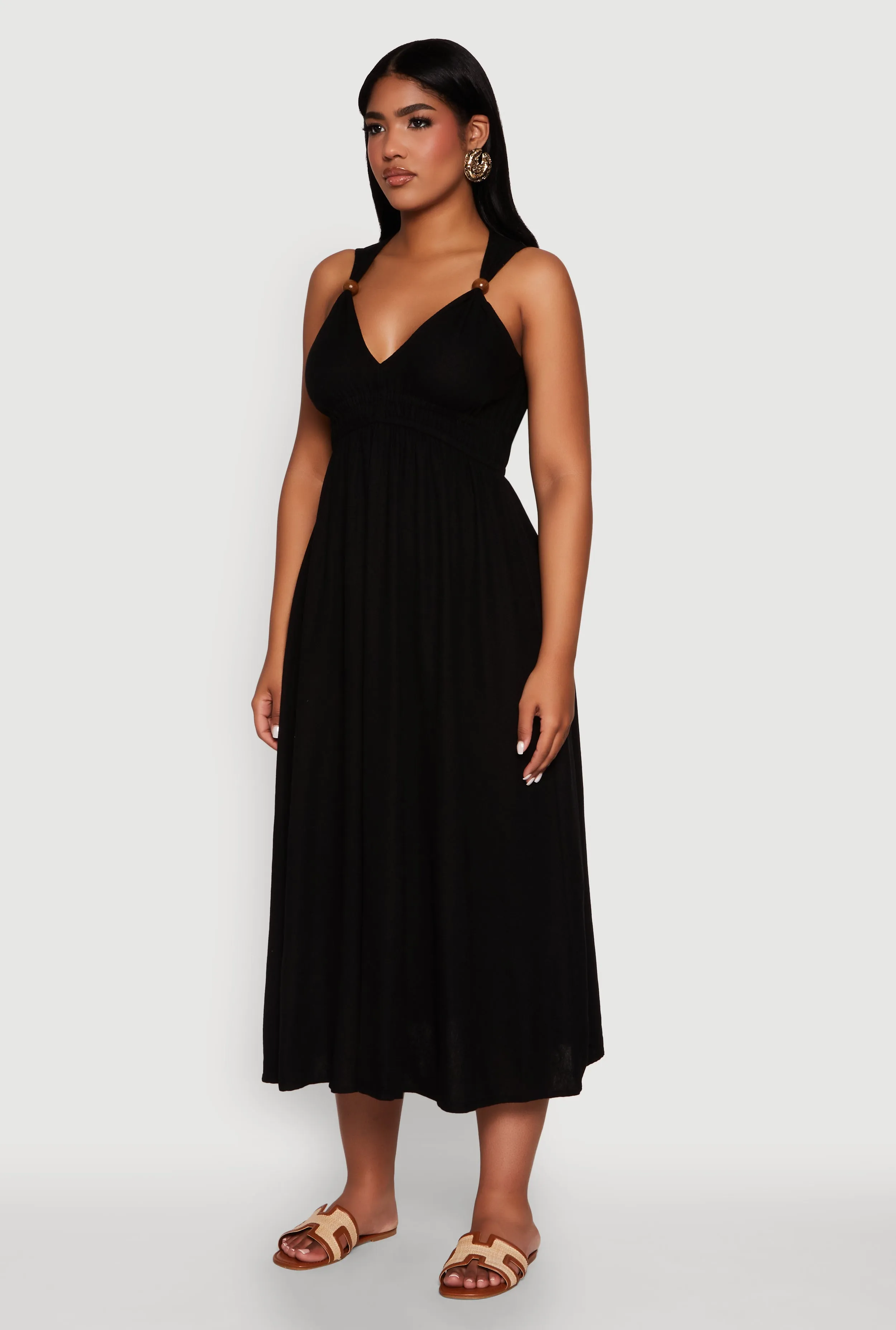 Haute Monde Linen Wood Beaded Strap Sundress sold by Rainbow product image thumbnail 3