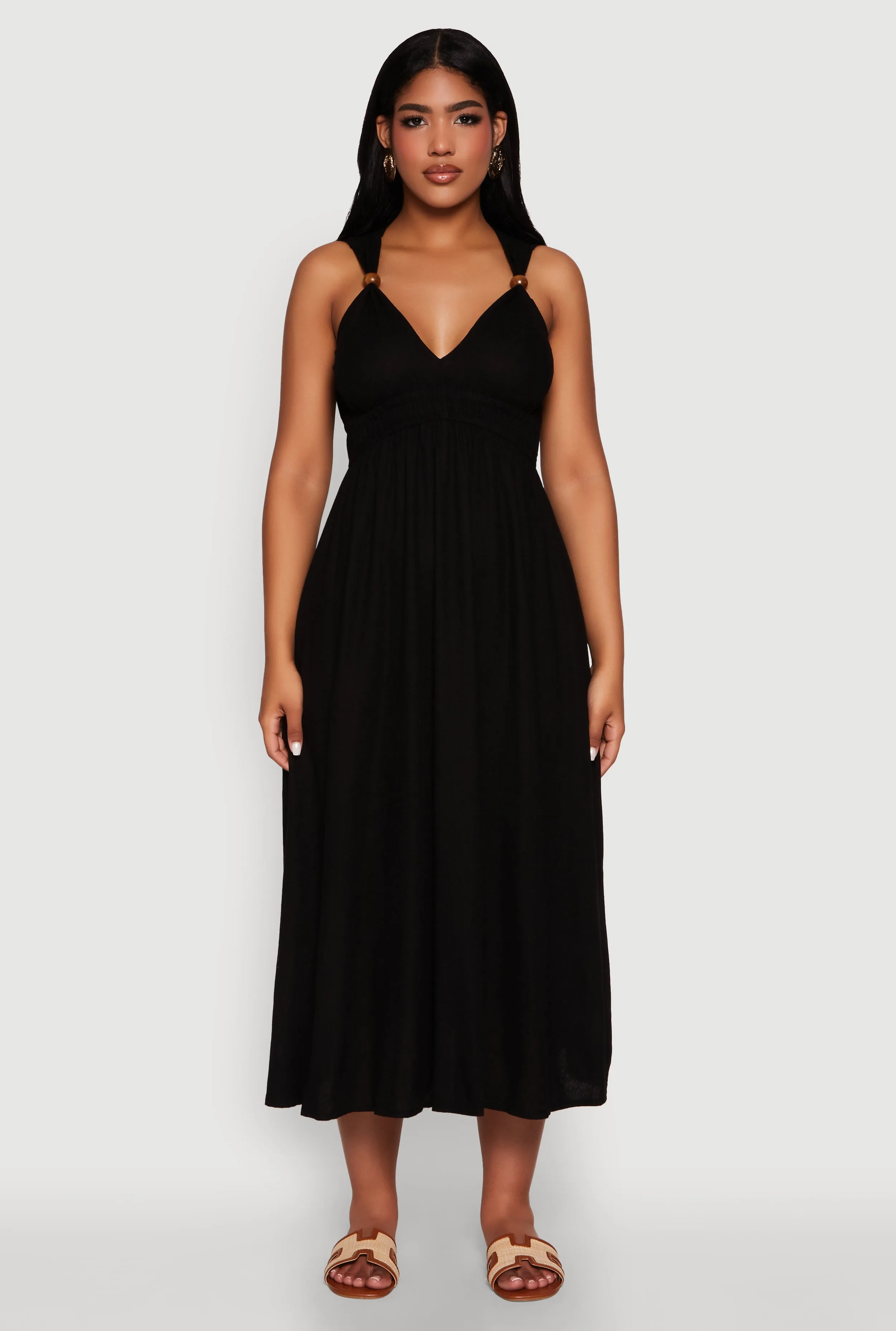 Haute Monde Linen Wood Beaded Strap Sundress sold by Rainbow product image thumbnail 2