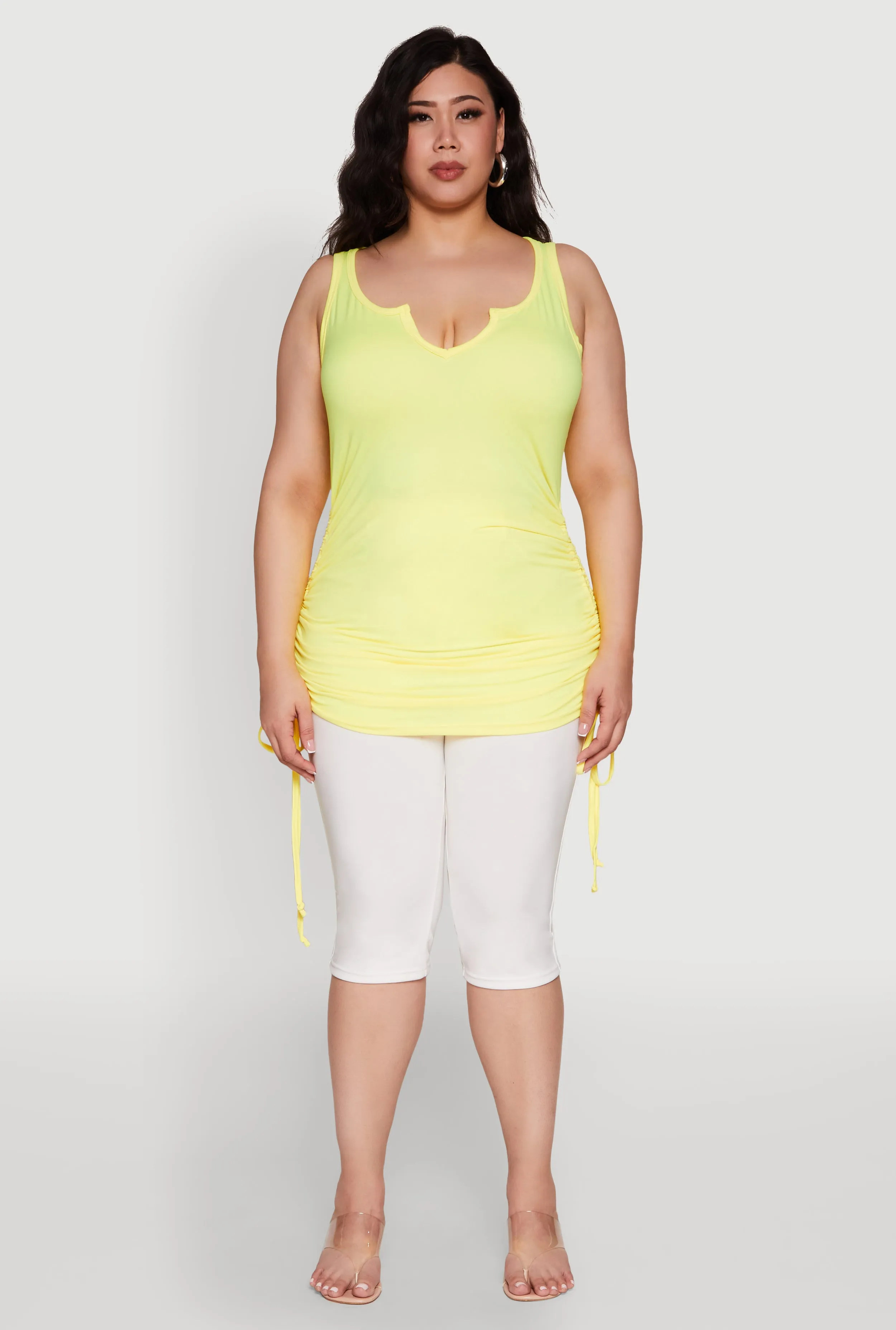 Plus Size Ruched Notch Neck Tank Top sold by Rainbow product image thumbnail 3
