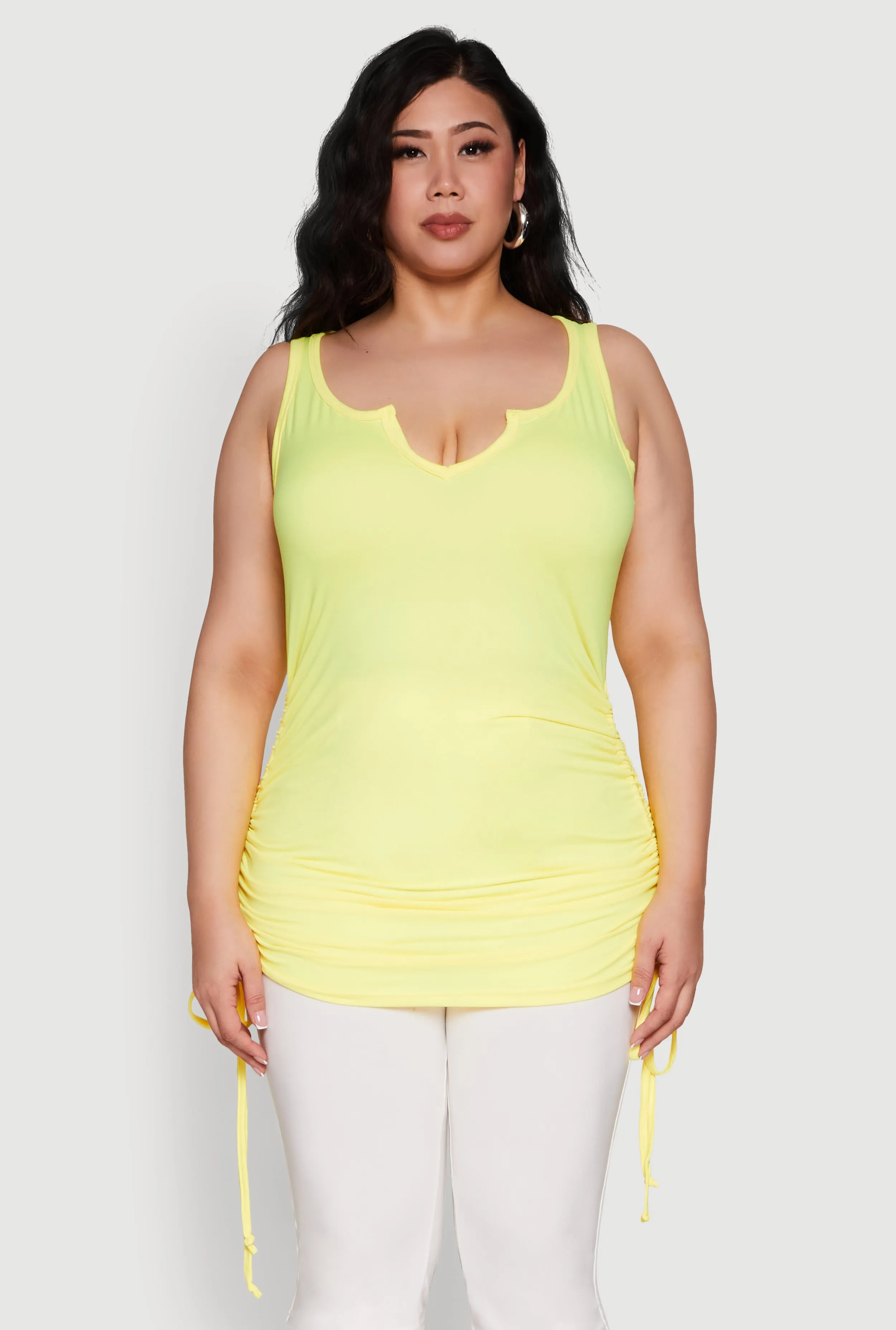 Plus Size Ruched Notch Neck Tank Top sold by Rainbow product image thumbnail 2