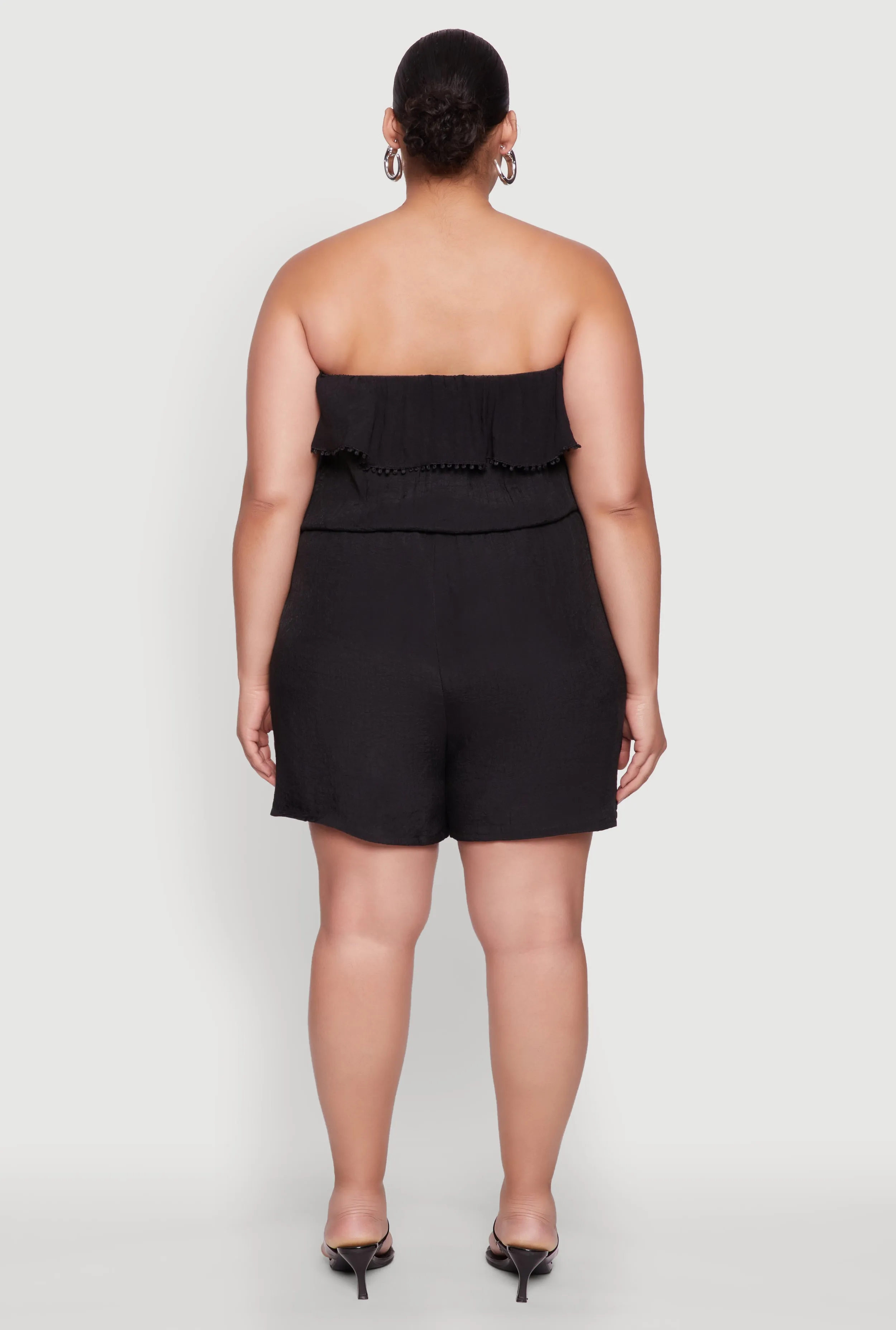 Plus Size Gauze Knit Ruffle Overlay Romper sold by Rainbow product image thumbnail 5