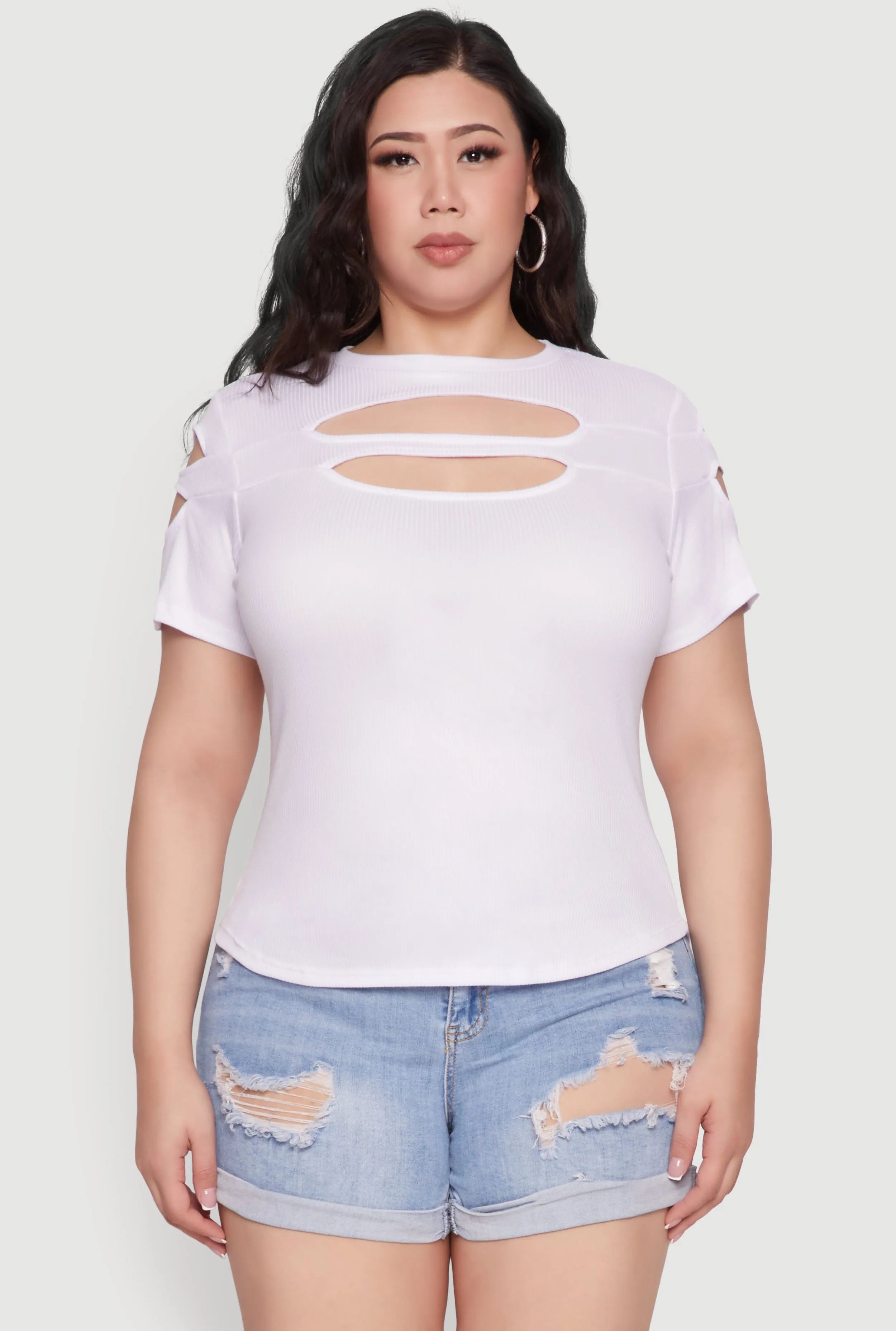 Plus Size Cut Out Detail Short Sleeve Top sold by Rainbow product image thumbnail 2