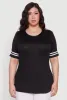 Plus Size Varsity Stripe Detail Short Sleeve Tee sold by Rainbow