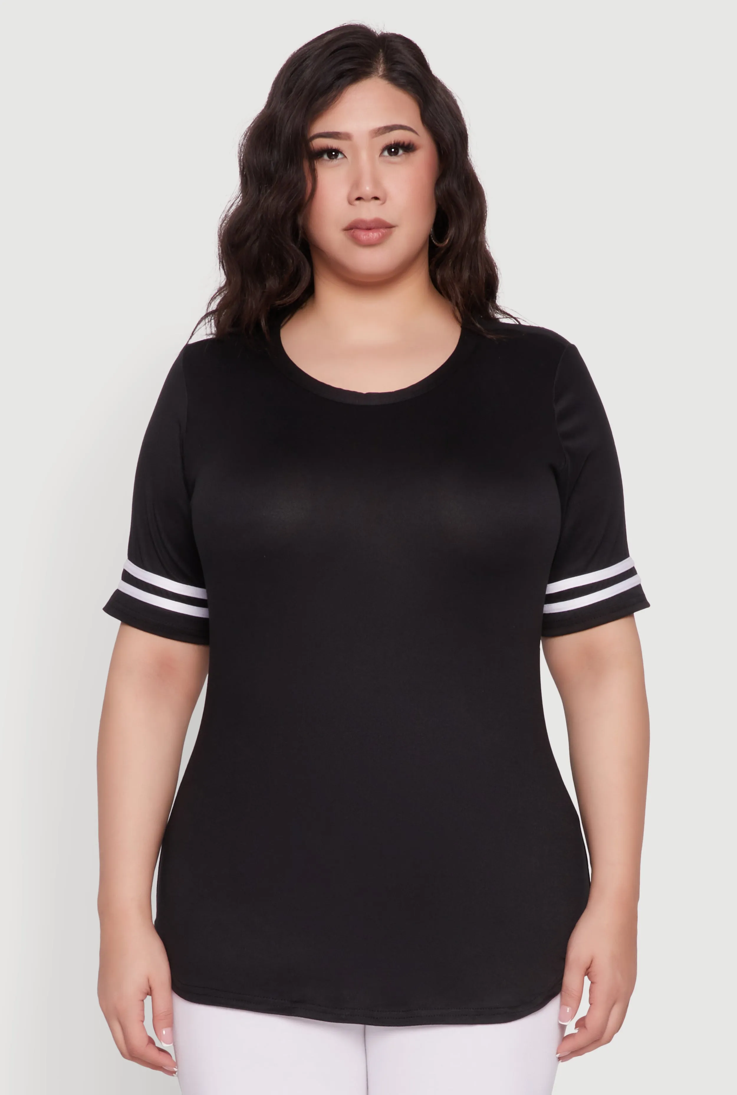 Plus Size Varsity Stripe Detail Short Sleeve Tee sold by Rainbow product image thumbnail 2