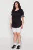 Plus Size Varsity Stripe Detail Short Sleeve Tee sold by Rainbow