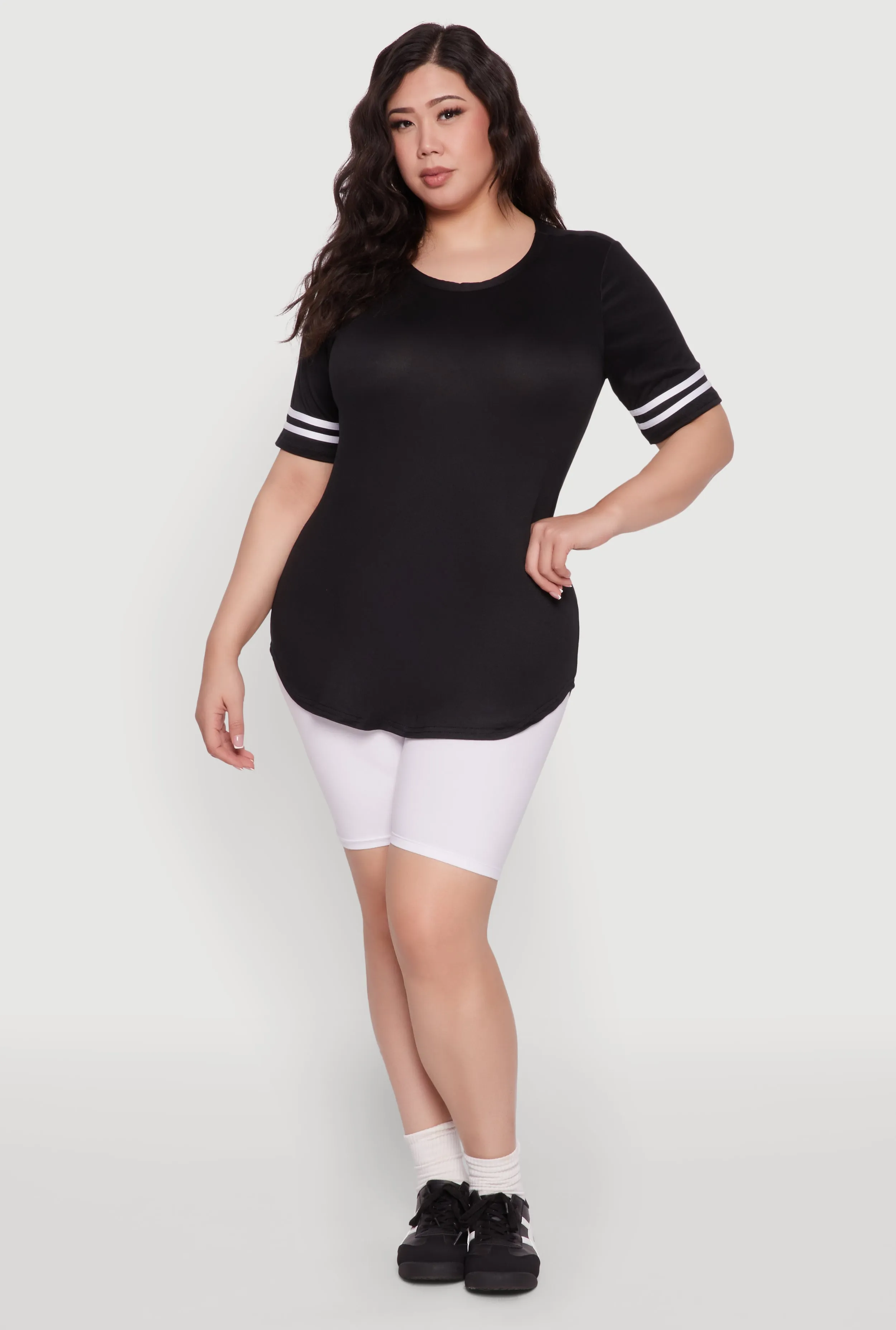 Plus Size Varsity Stripe Detail Short Sleeve Tee sold by Rainbow product image thumbnail 3