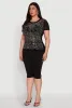 Plus Size Mesh Rhinestone Greek Key Top sold by Rainbow