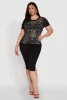 Plus Size Mesh Rhinestone Greek Key Top sold by Rainbow