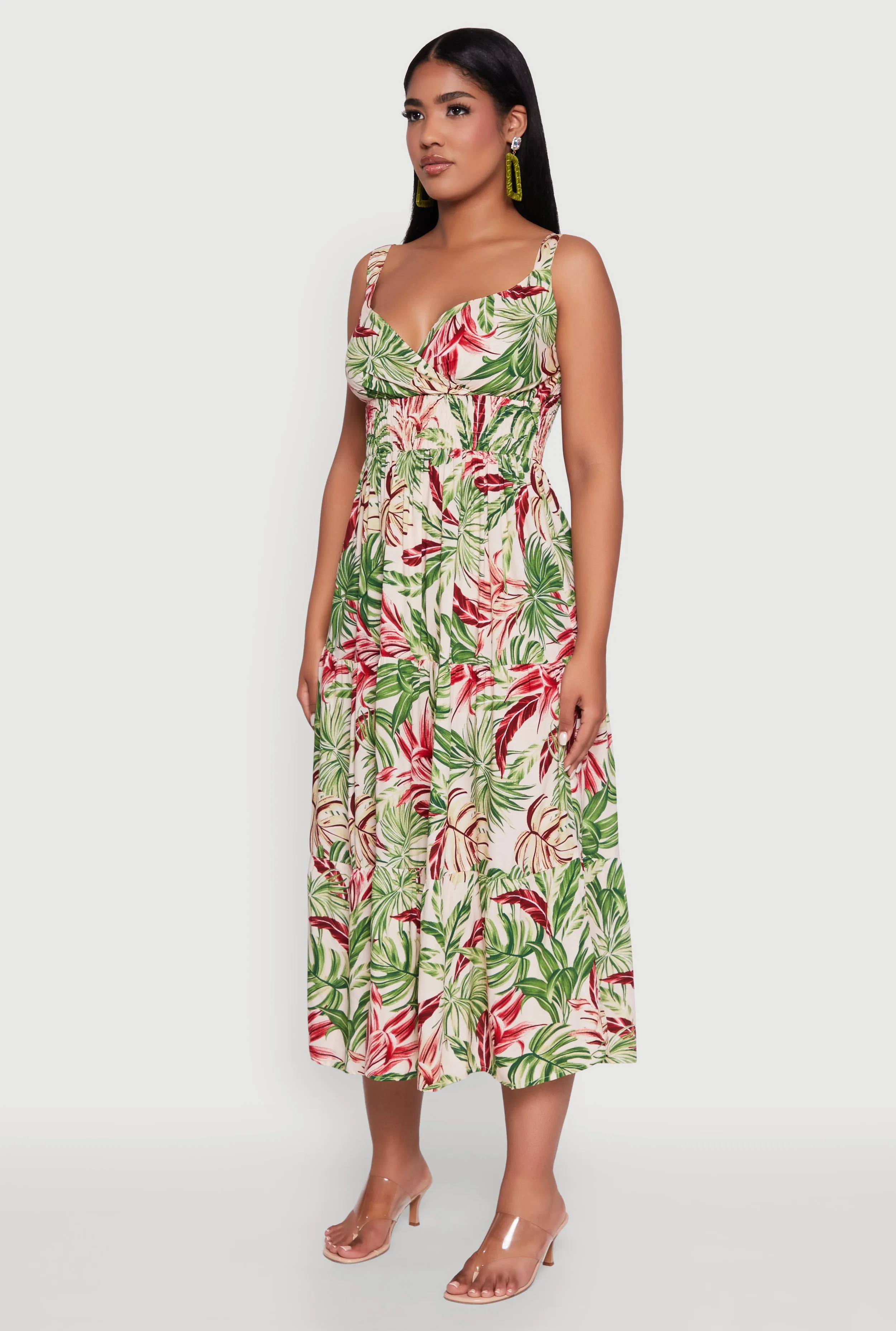 Tropical Leaf Print Empire Waist Sundress sold by Rainbow product image thumbnail 3