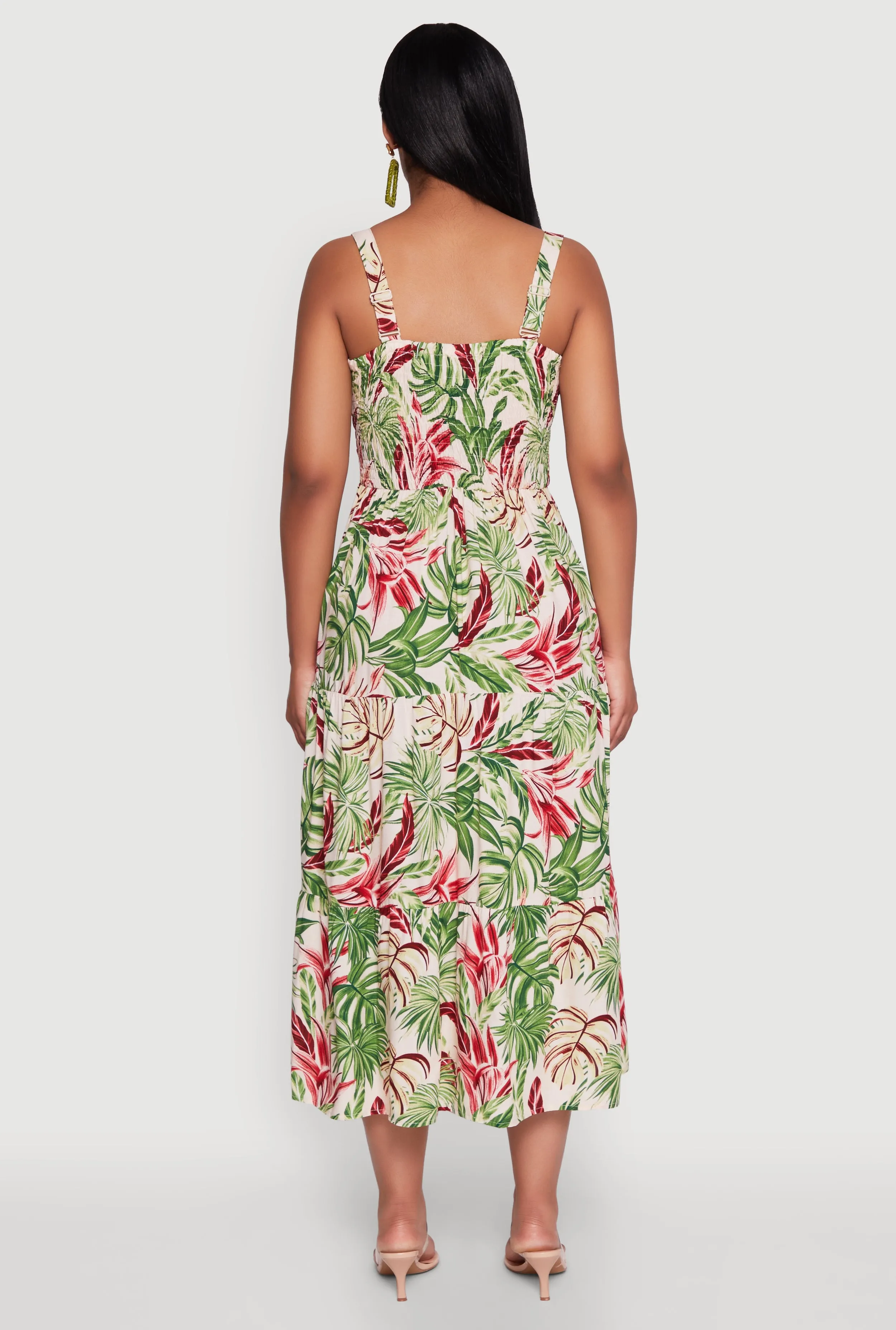 Tropical Leaf Print Empire Waist Sundress sold by Rainbow product image thumbnail 5