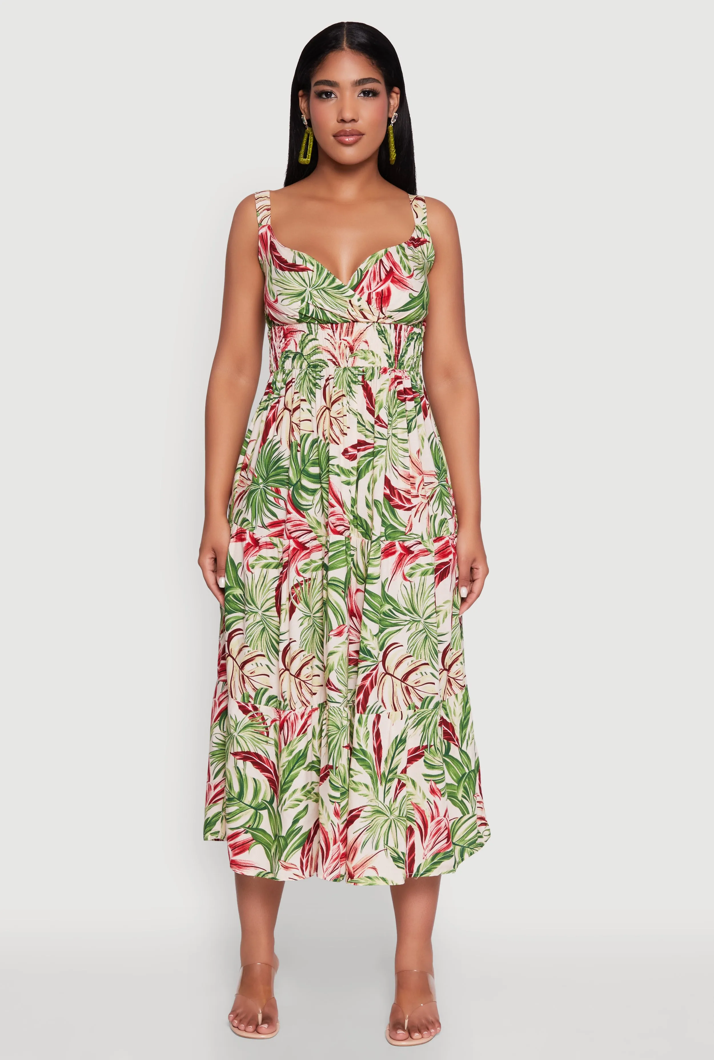 Tropical Leaf Print Empire Waist Sundress sold by Rainbow product image thumbnail 2