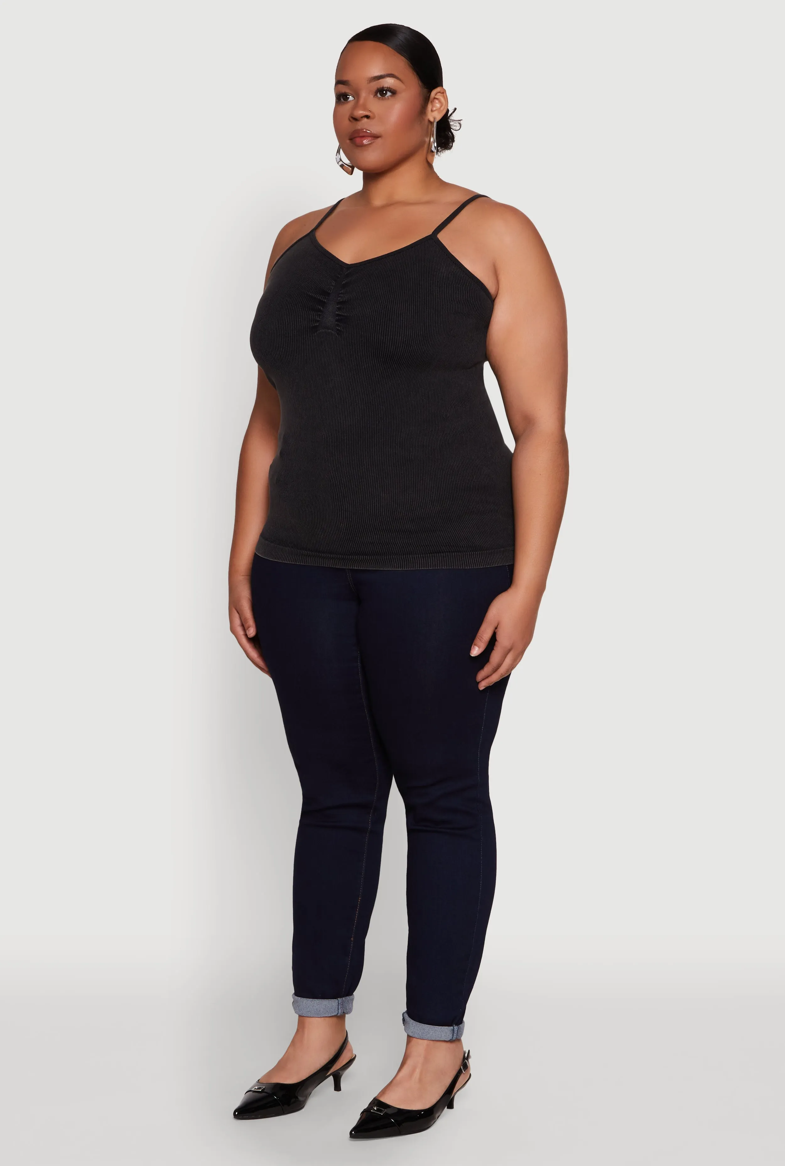 Plus Size Ribbed Knit Seamless Mineral Wash Cami sold by Rainbow product image thumbnail 5