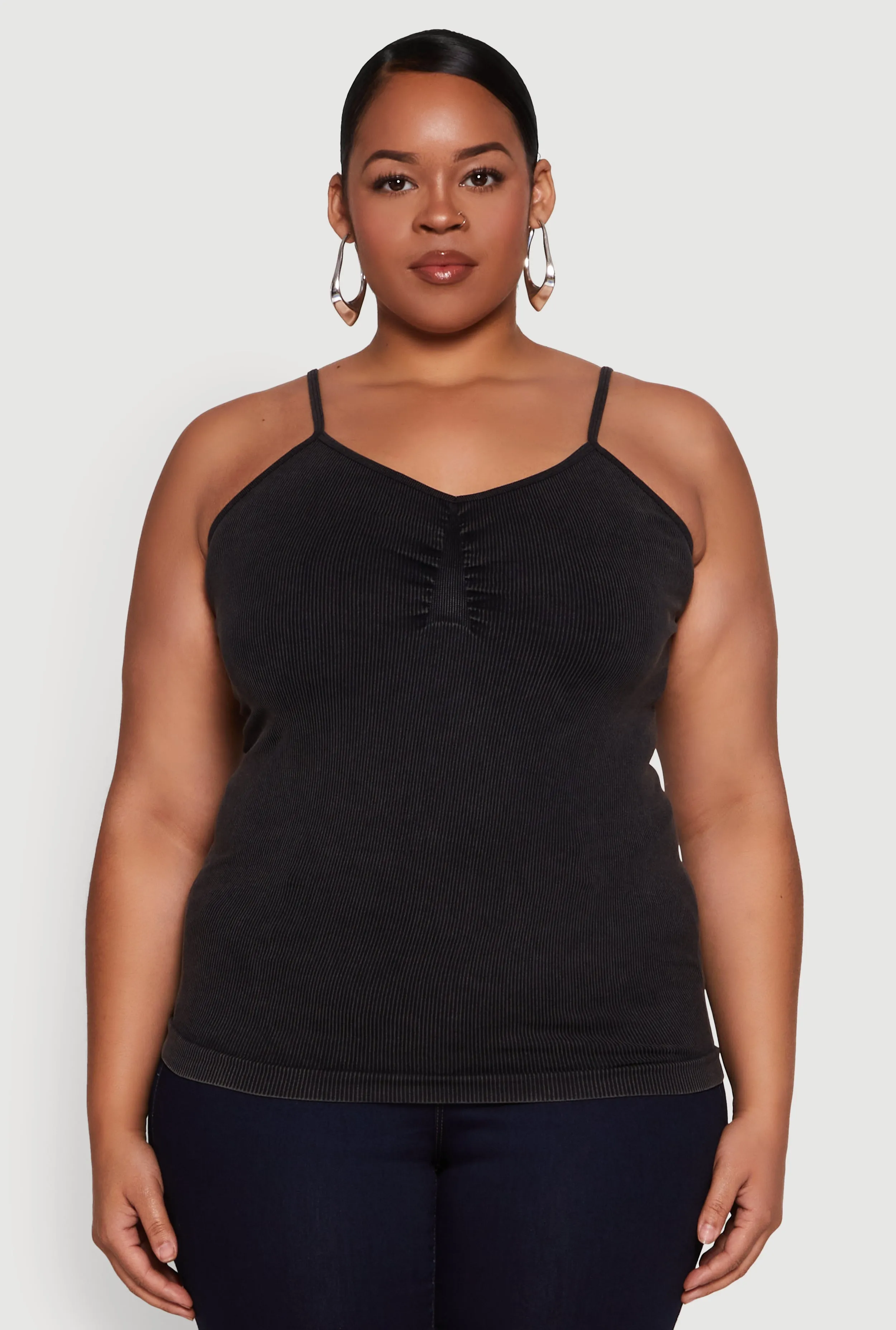 Plus Size Ribbed Knit Seamless Mineral Wash Cami sold by Rainbow product image thumbnail 2