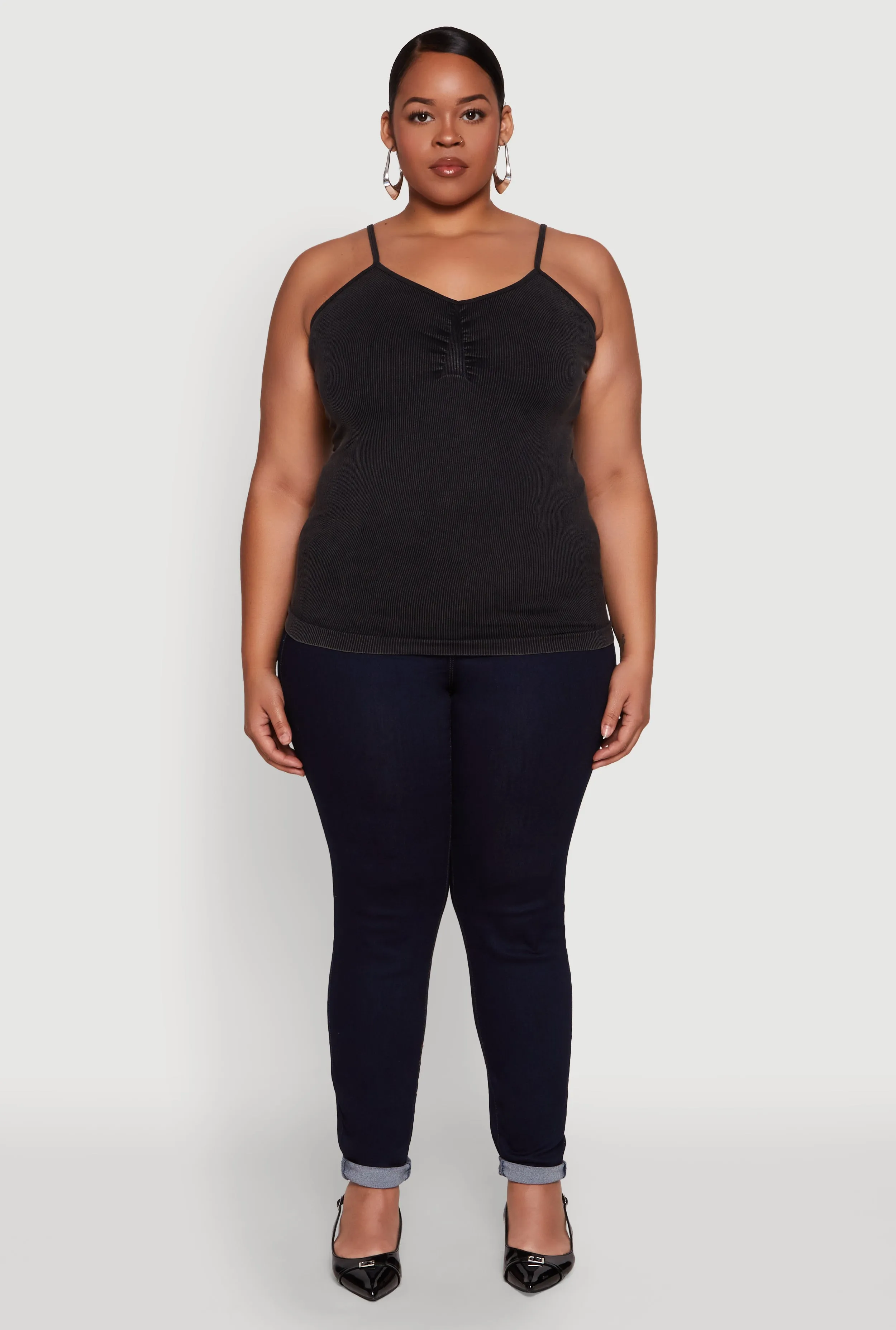 Plus Size Ribbed Knit Seamless Mineral Wash Cami sold by Rainbow product image thumbnail 3