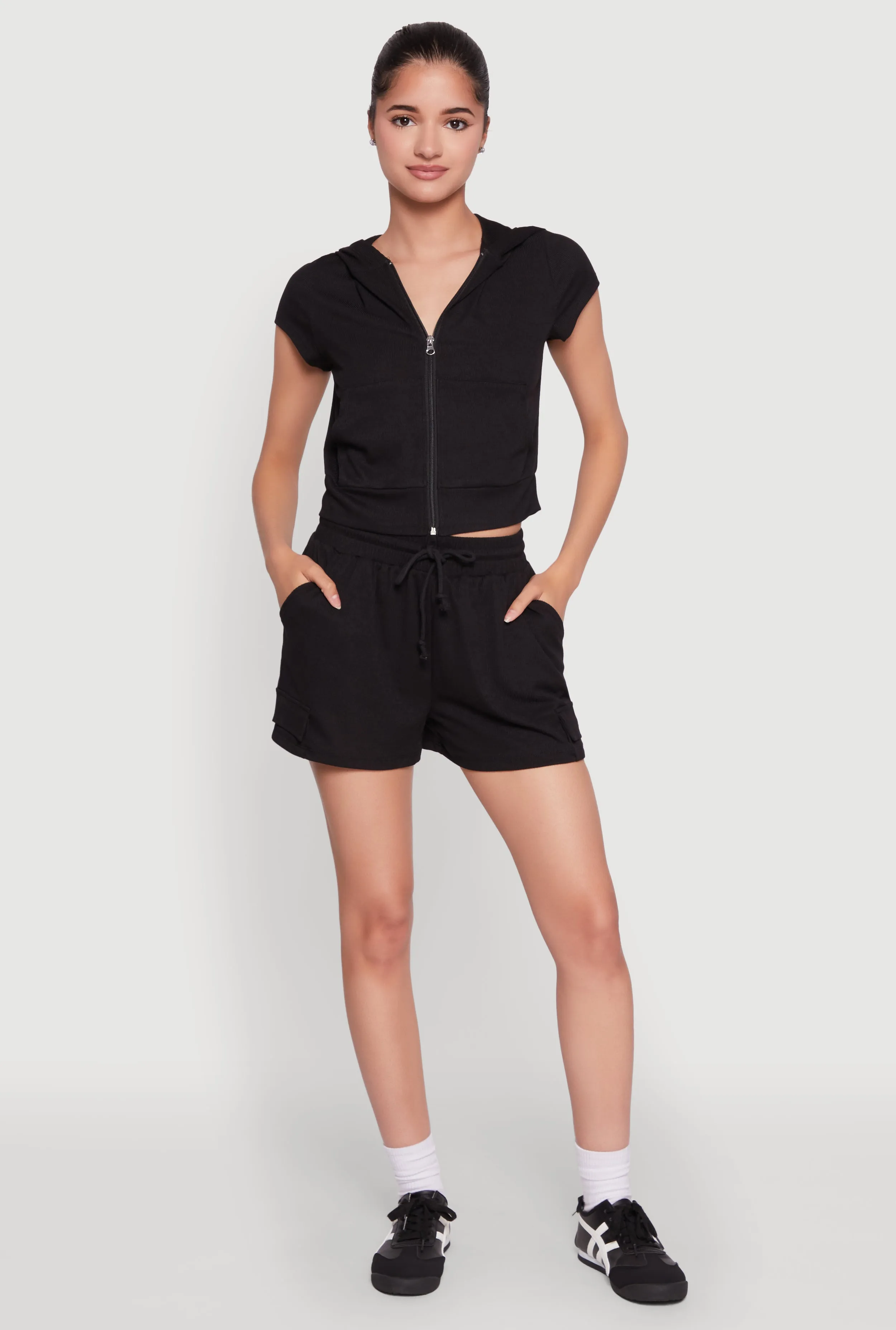 Ribbed Knit Drawstring Shorts sold by Rainbow