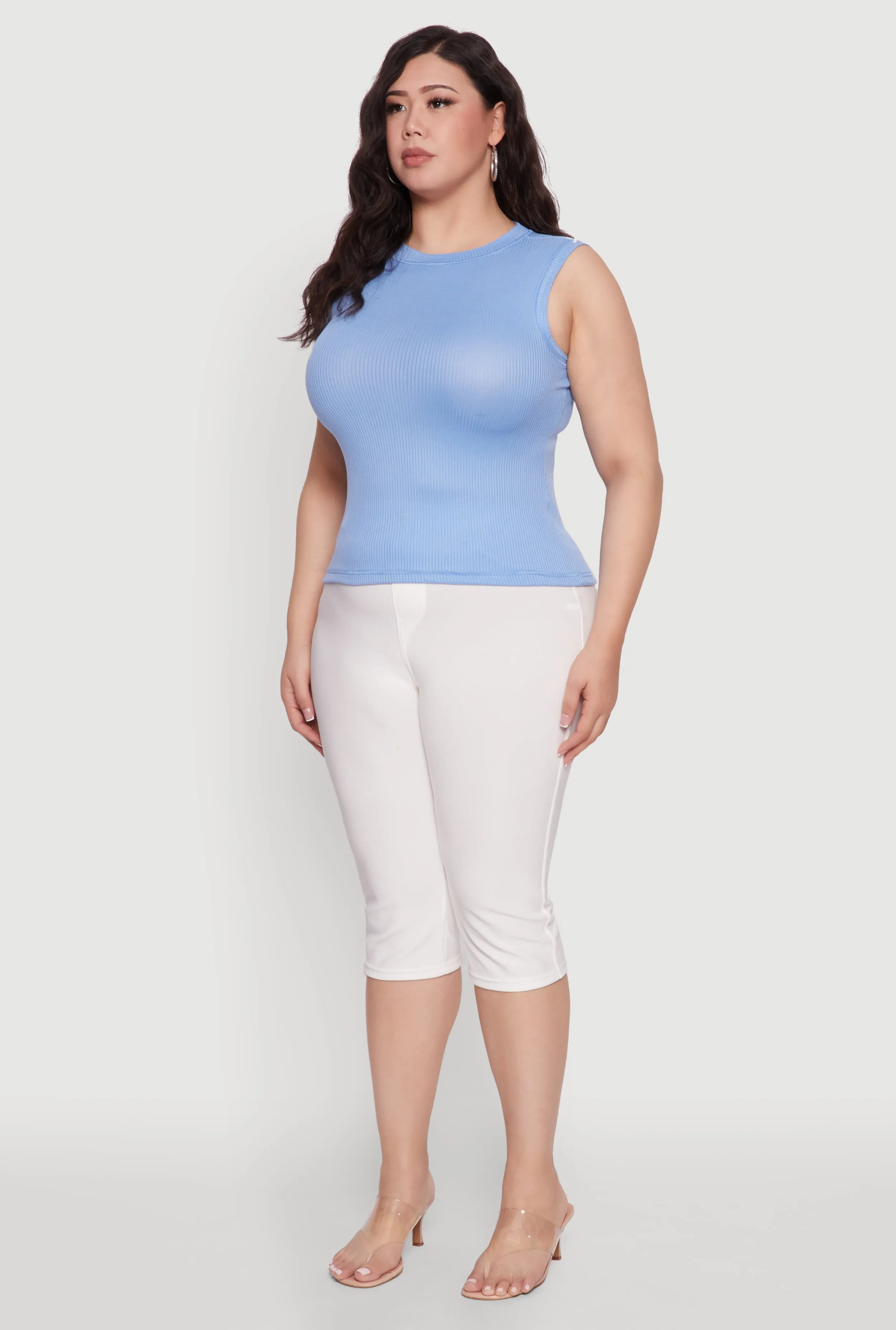 Plus Size Rib Knit Crew Neck Tank Top sold by Rainbow product image thumbnail 5