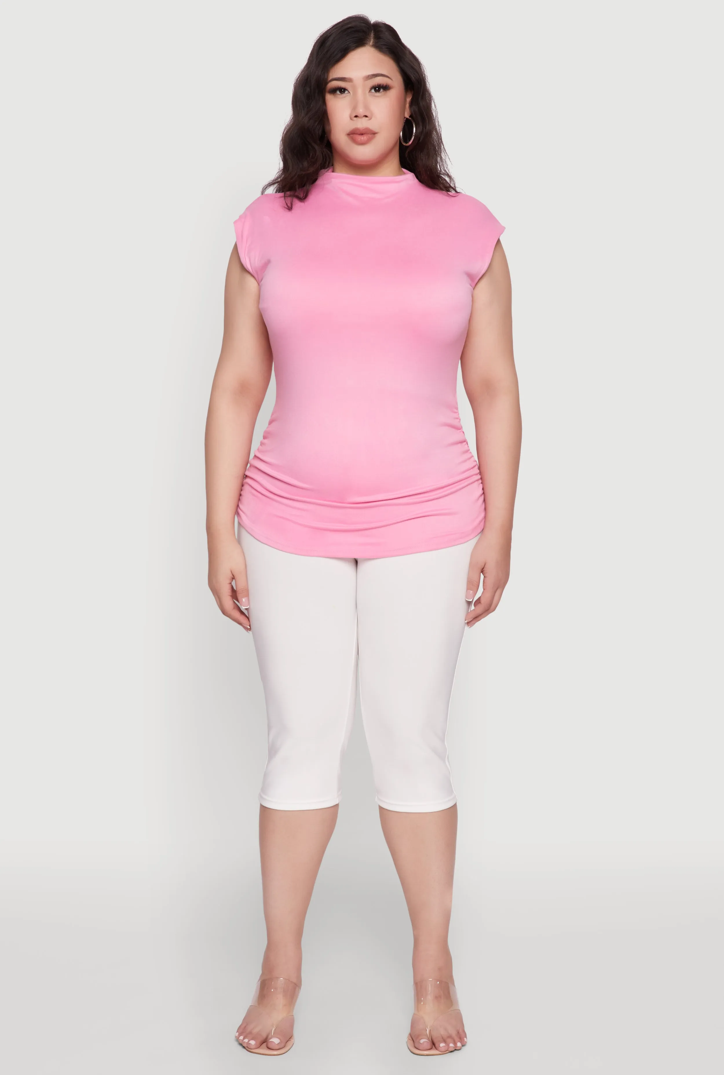 Plus Size Ruched Cap Sleeve Top sold by Rainbow