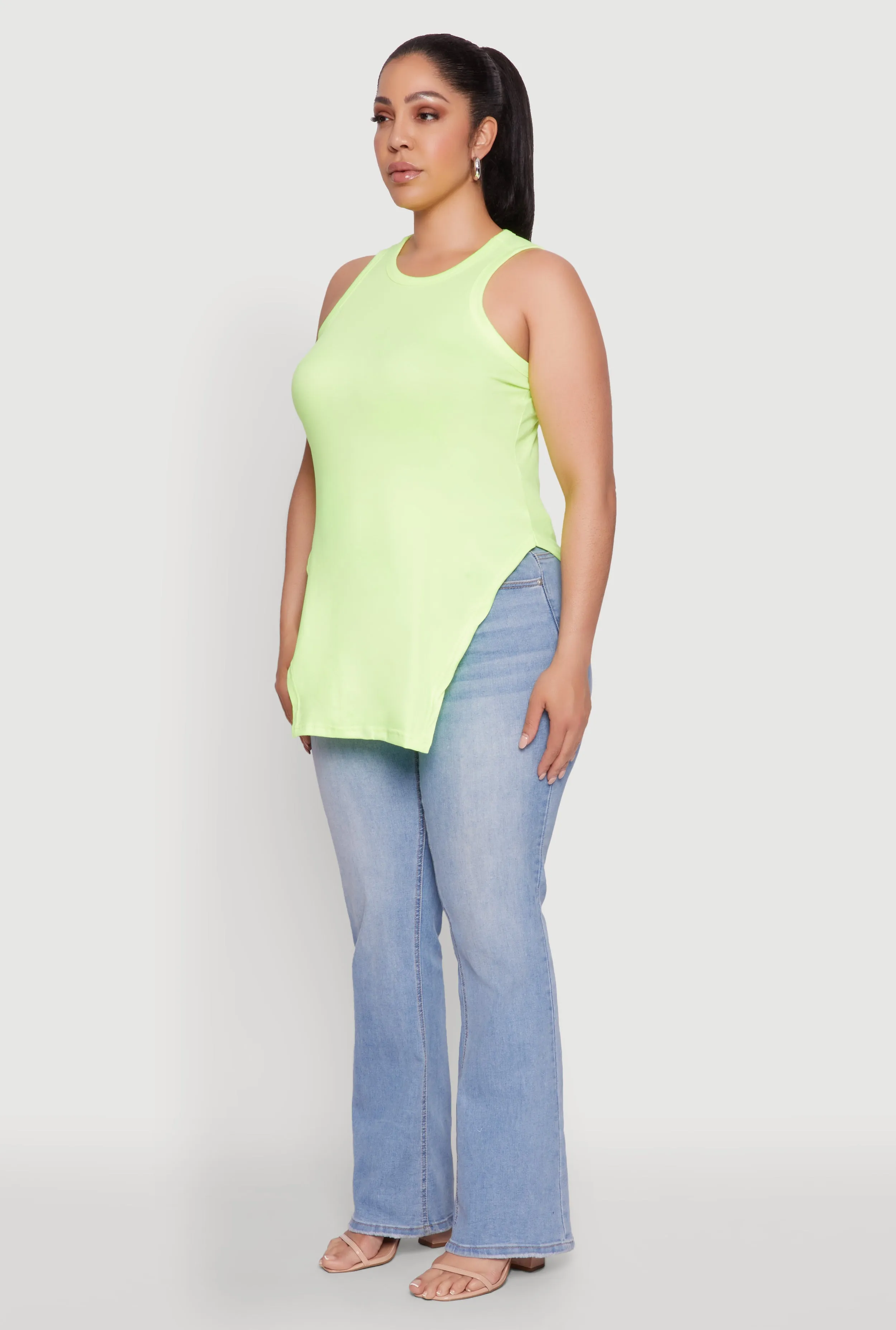 Plus Size Side Slit Crew Neck Tank Top sold by Rainbow product image thumbnail 5