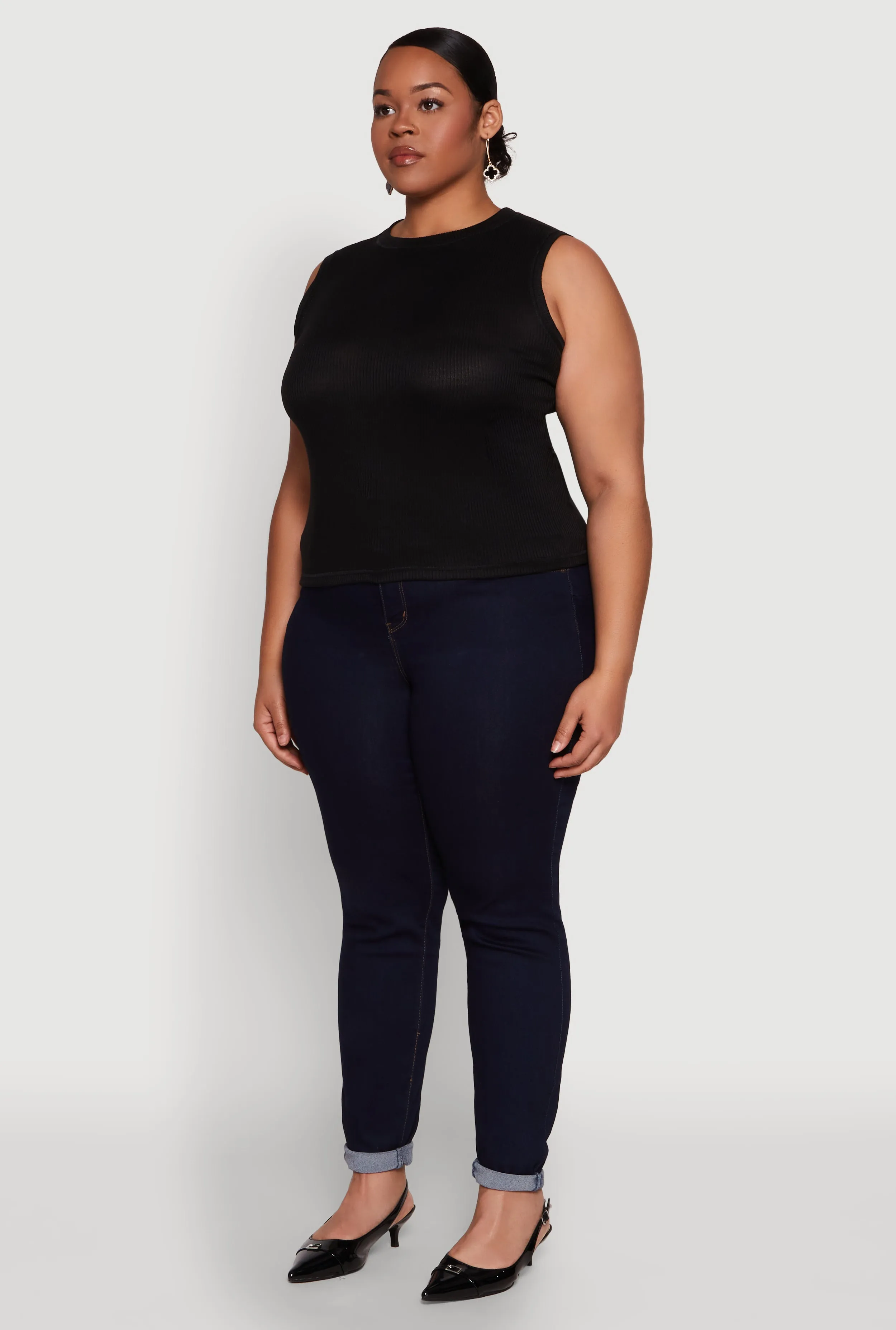 Plus Size Rib Knit Crew Neck Tank Top sold by Rainbow product image thumbnail 5