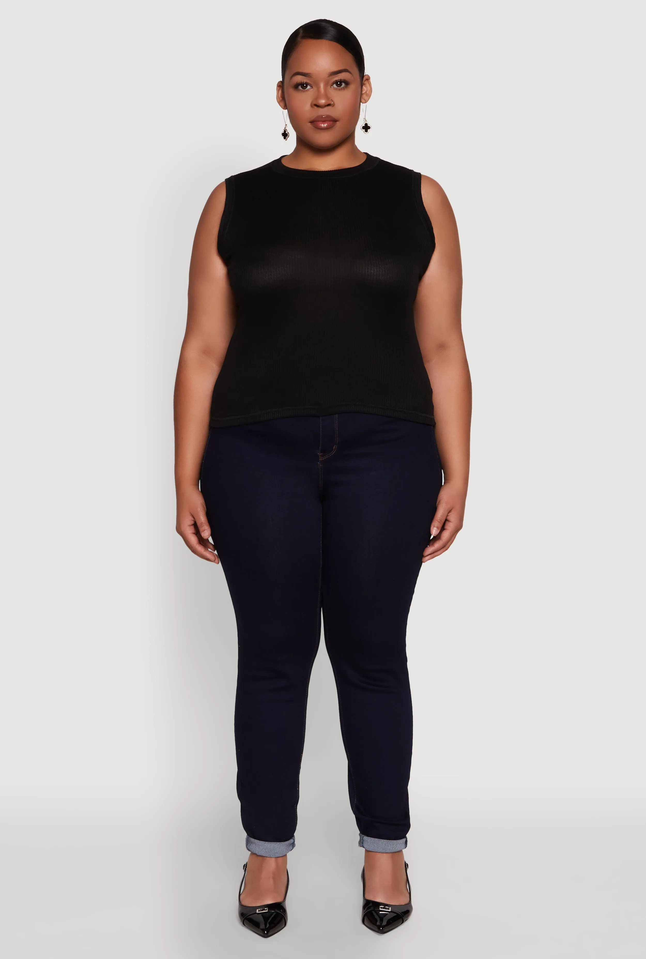 Plus Size Rib Knit Crew Neck Tank Top sold by Rainbow product image thumbnail 3