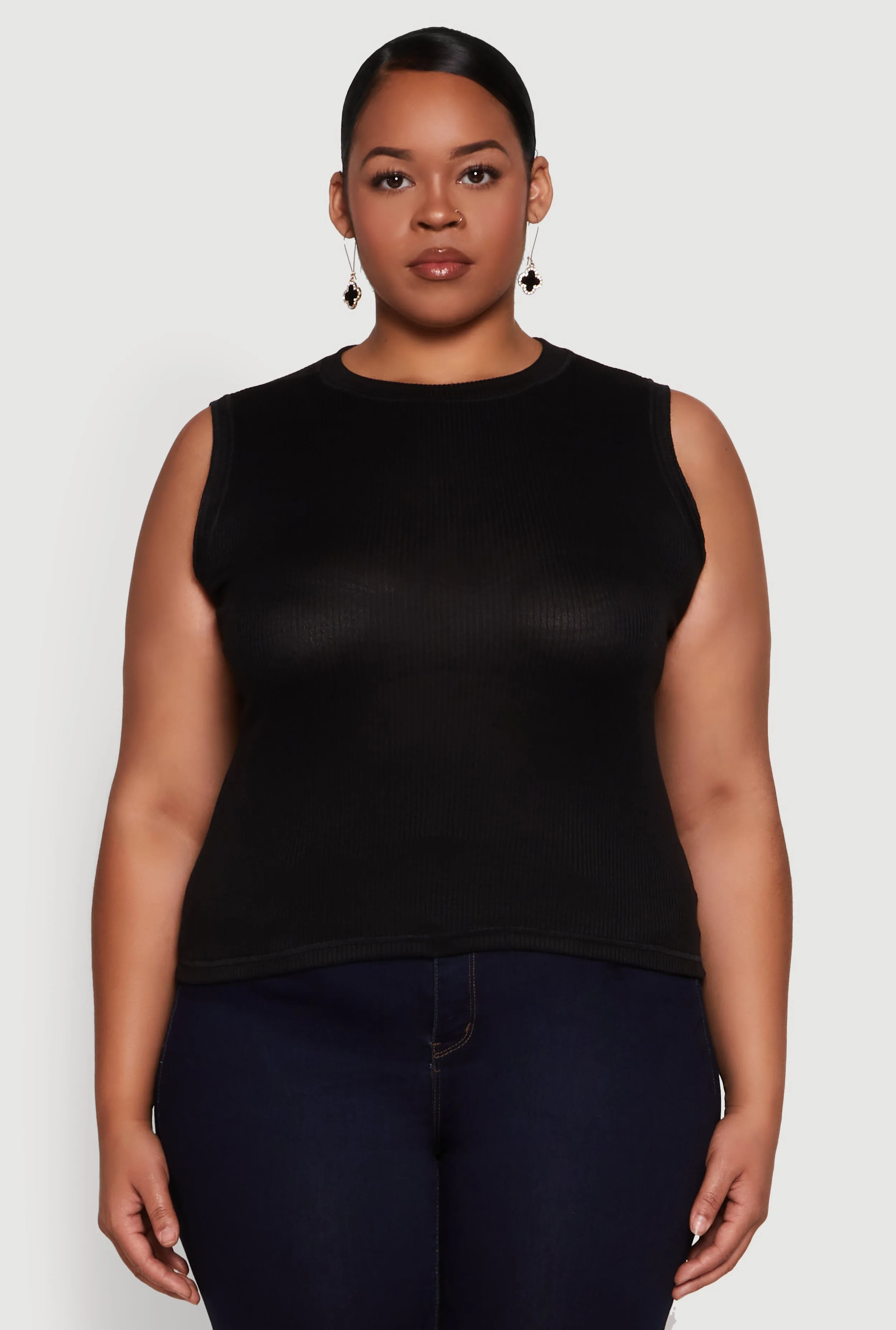 Plus Size Rib Knit Crew Neck Tank Top sold by Rainbow product image thumbnail 2